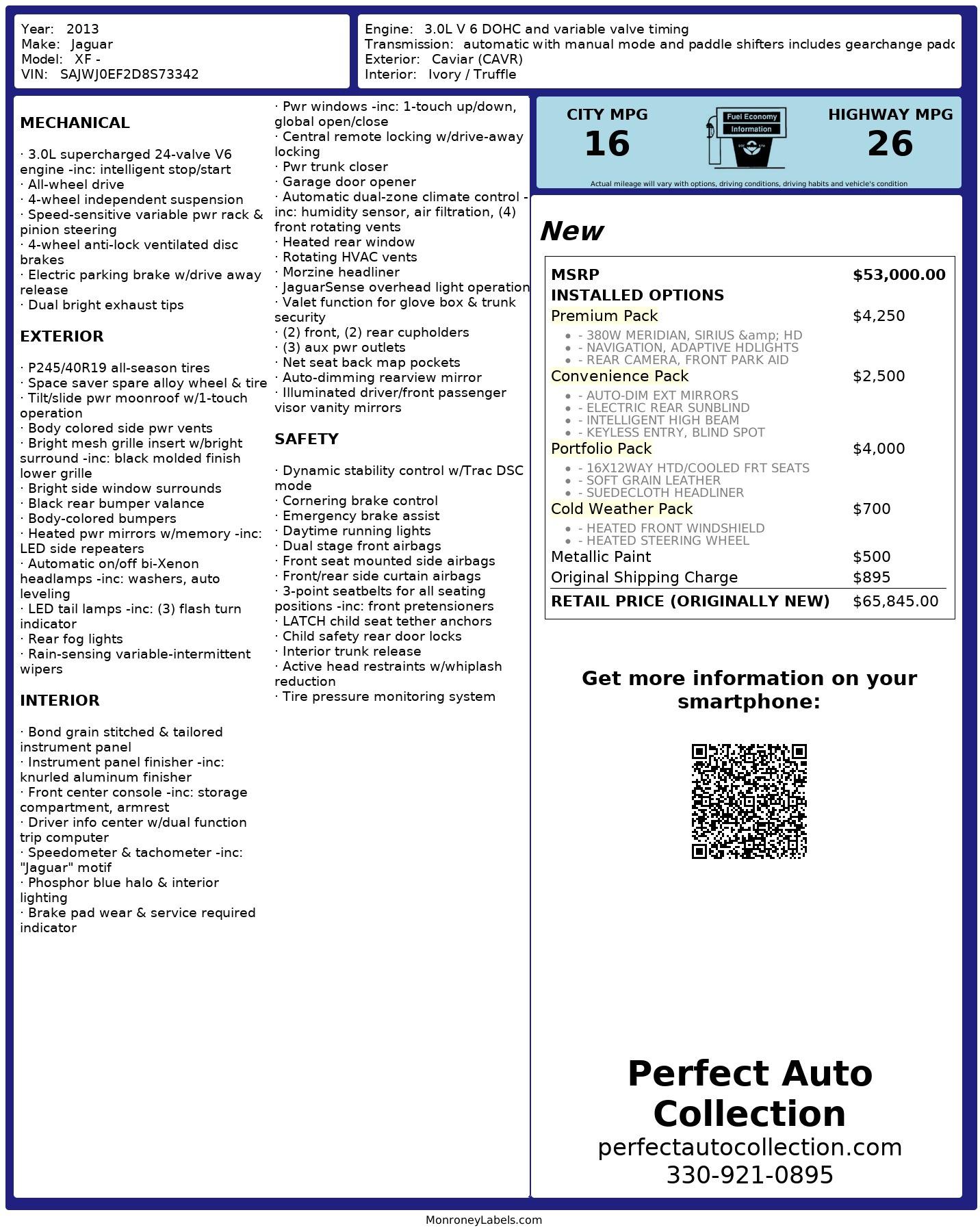 Used 2013 Jaguar XF 3.0 For Sale (Sold) | Perfect Auto Collection
