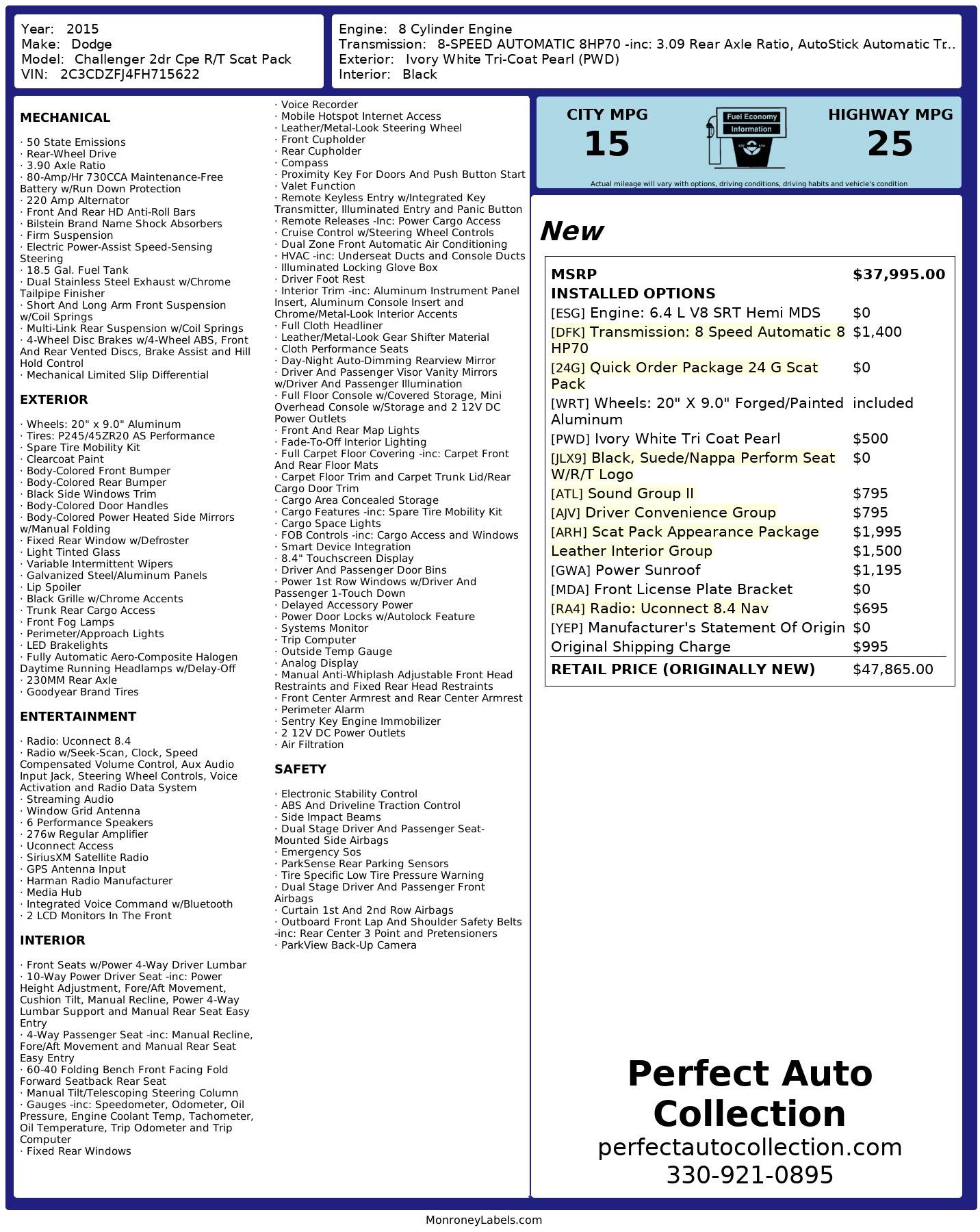 Used 2015 Dodge Challenger R/T Scat Pack For Sale (Sold) | Perfect