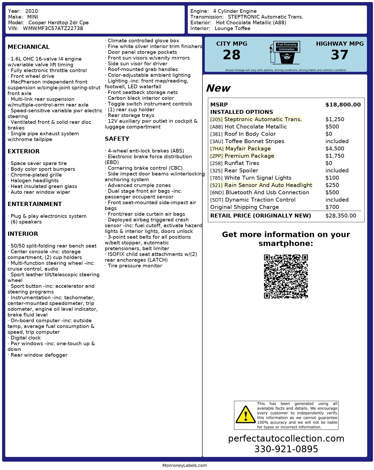 Used 2010 MINI Cooper Base For Sale (Sold) | Perfect Auto
