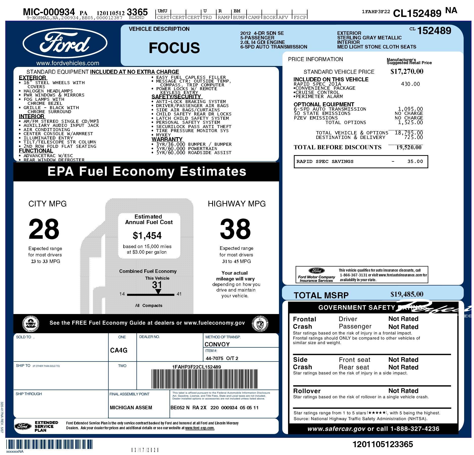 Used 2012 Ford Focus SE for sale Sold at Perfect Auto Collection in Akron OH 44310 2