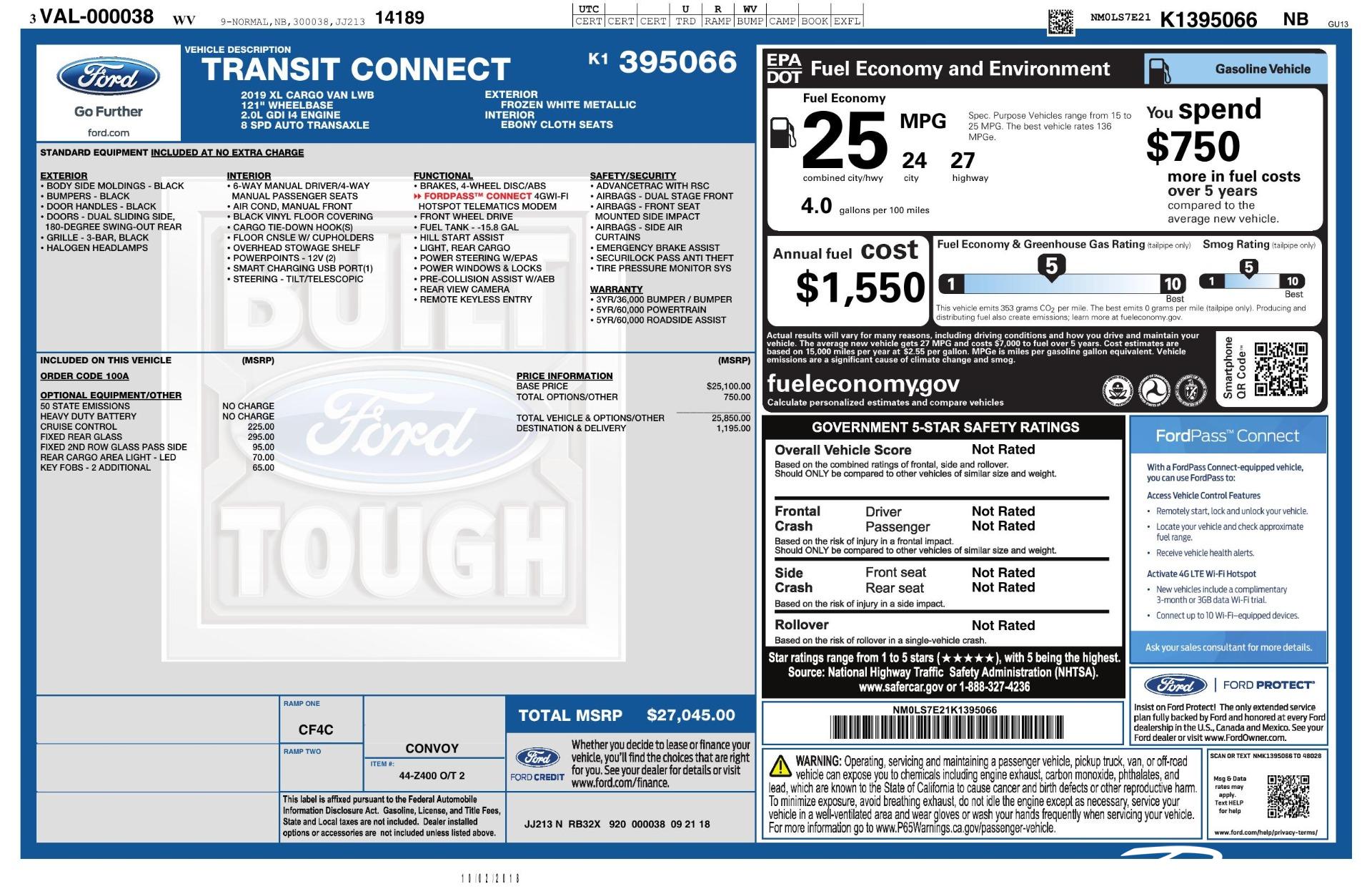 Used 2019 Ford Transit Connect Cargo XL for sale Sold at Perfect Auto Collection in Akron OH 44310 2