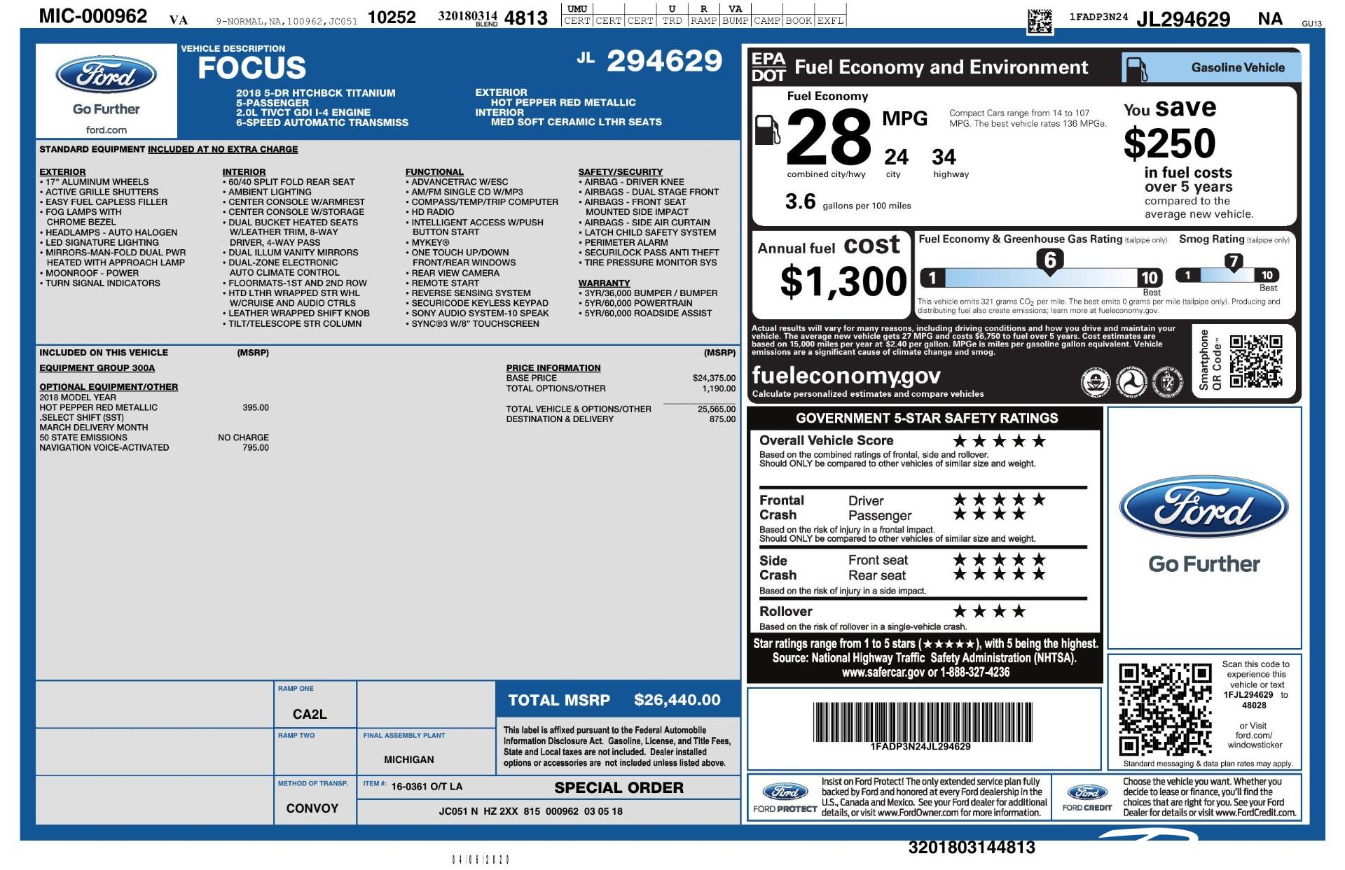 Used 2018 Ford Focus Titanium for sale $11,993 at Perfect Auto Collection in Akron OH 44310 4