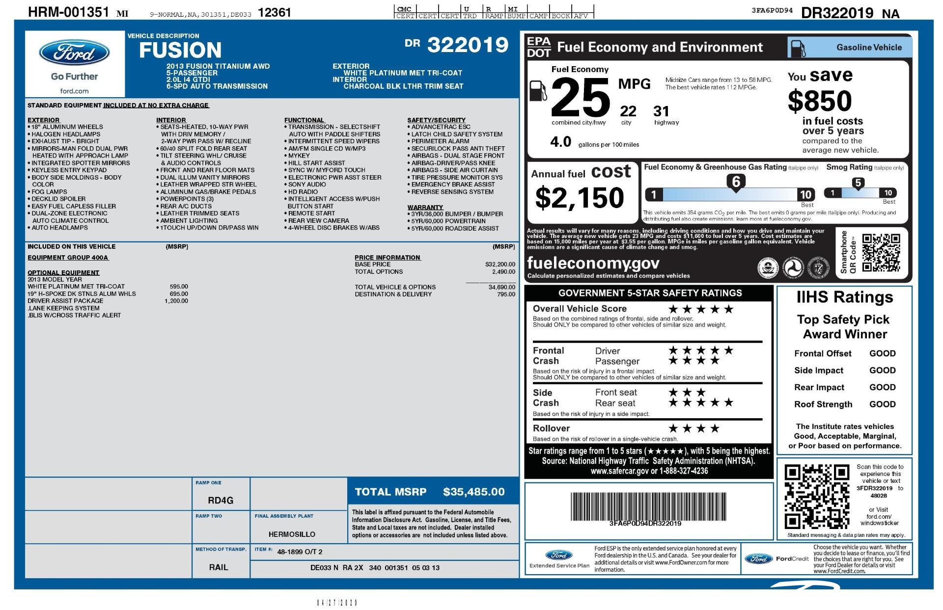 Used 2013 Ford Fusion Titanium for sale Sold at Perfect Auto Collection in Akron OH 44310 2