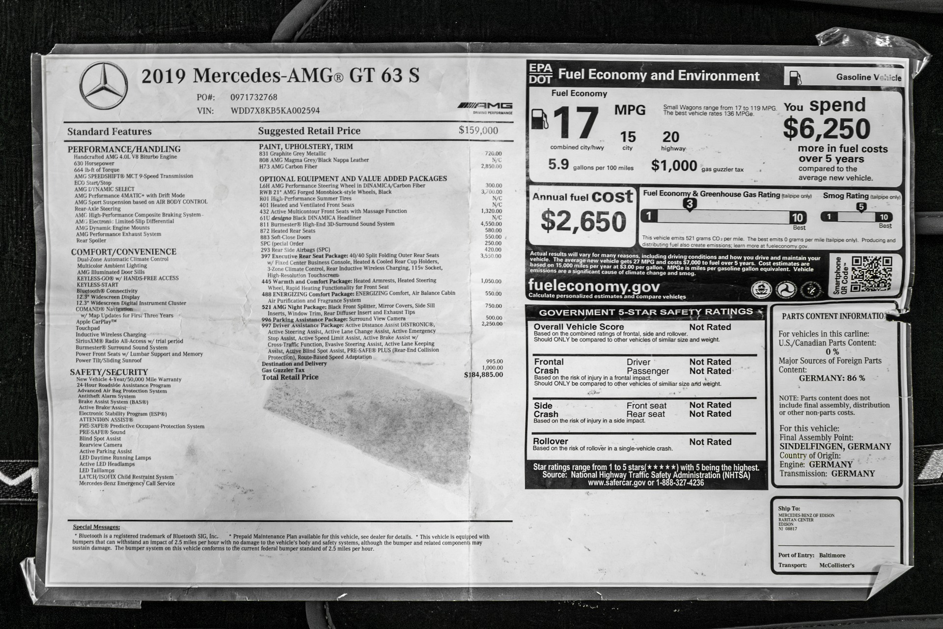 Used 2019 Mercedes-Benz AMG® GT 63 S 4MATIC® For Sale (Sold
