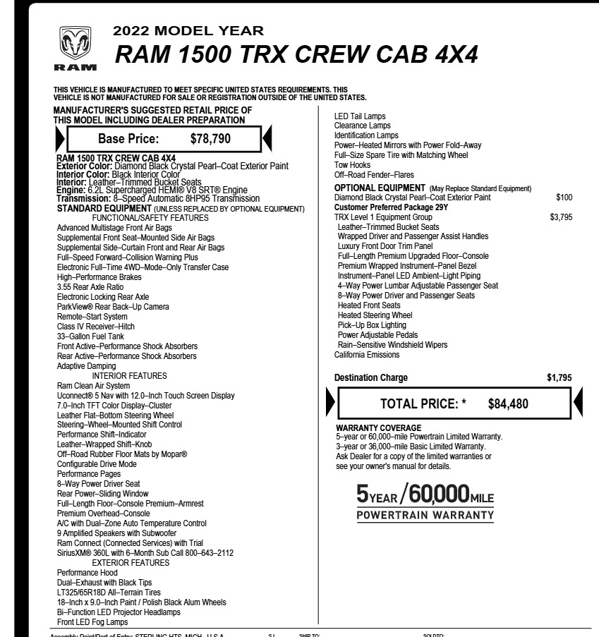 Used 2022 Ram 1500 TRX For Sale (Sold) | Perfect Auto Collection