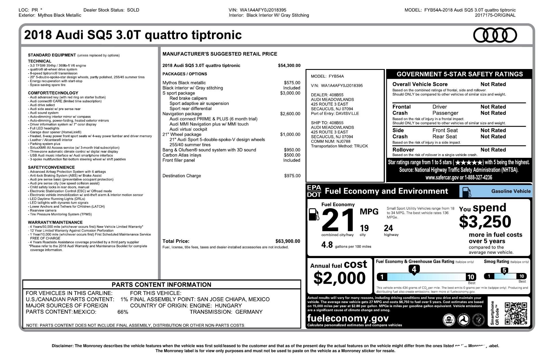 Used 2018 Audi SQ5 3.0T quattro Premium Plus for sale Sold at Perfect Auto Collection in Akron OH 44310 4