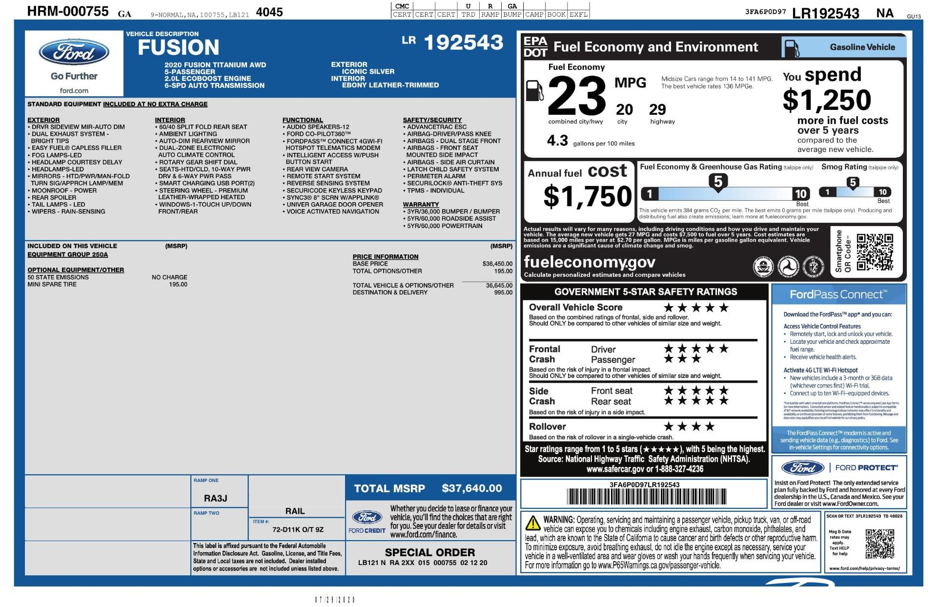 Used 2020 Ford Fusion Titanium for sale $23,993 at Perfect Auto Collection in Akron OH 44310 2
