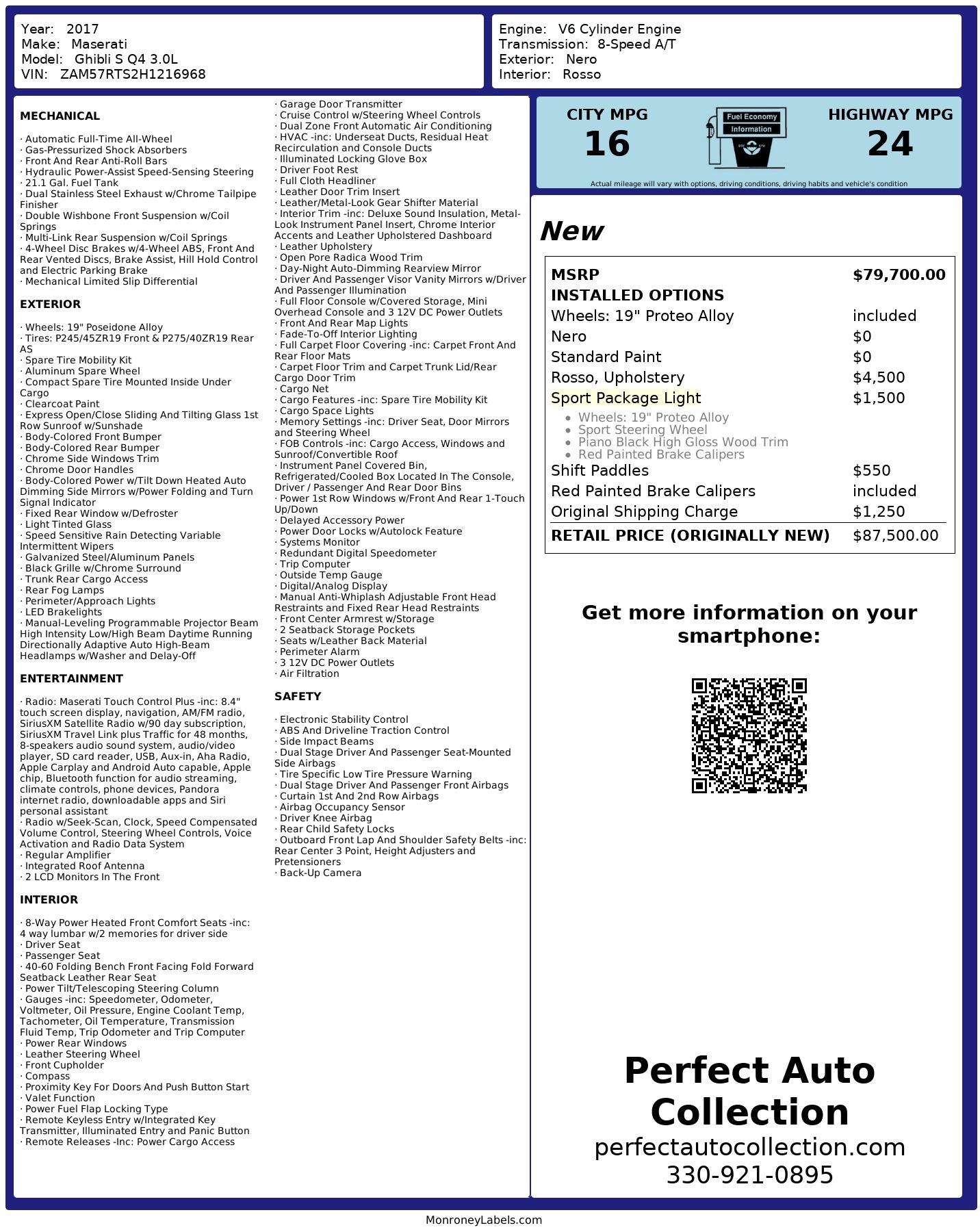 Used 2017 Maserati Ghibli S Q4 for sale $42,293 at Perfect Auto Collection in Akron OH 44310 4