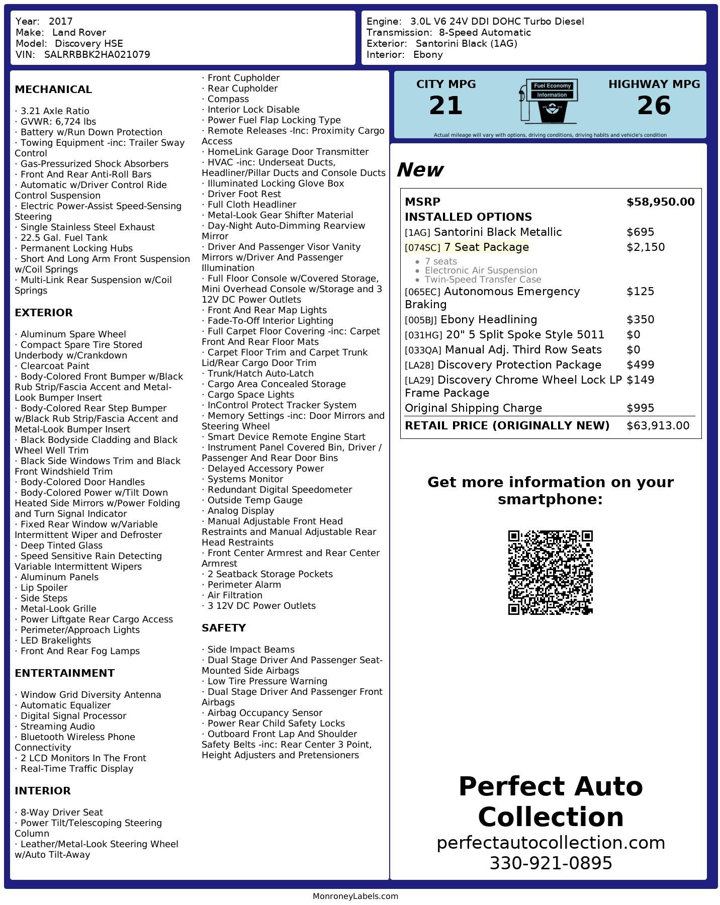 Used 2017 Land Rover Discovery HSE Td6 for sale $42,893 at Perfect Auto Collection in Akron OH 44310 4