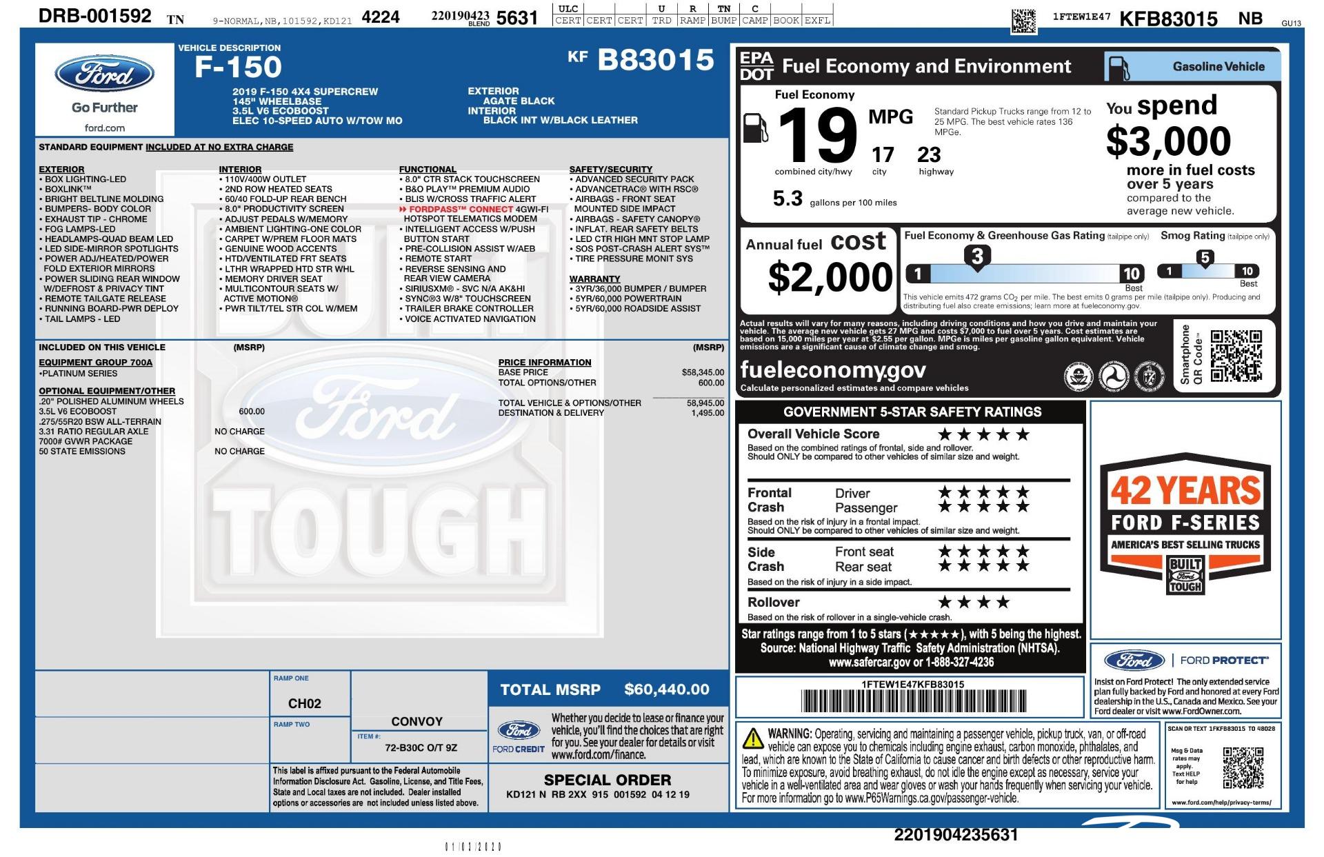 Used 2019 Ford F150 SuperCrew Cab Platinum Pickup 4D 6 1/2 ft for sale $47,493 at Perfect Auto Collection in Akron OH 44310 2