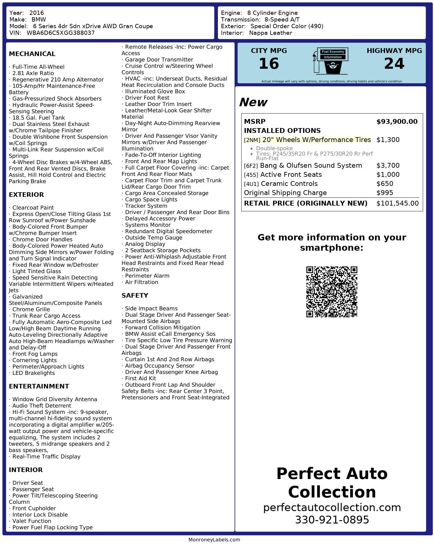 Used 2016 BMW 6 Series 650i xDrive Gran Coupe for sale $46,993 at Perfect Auto Collection in Akron OH 44310 4