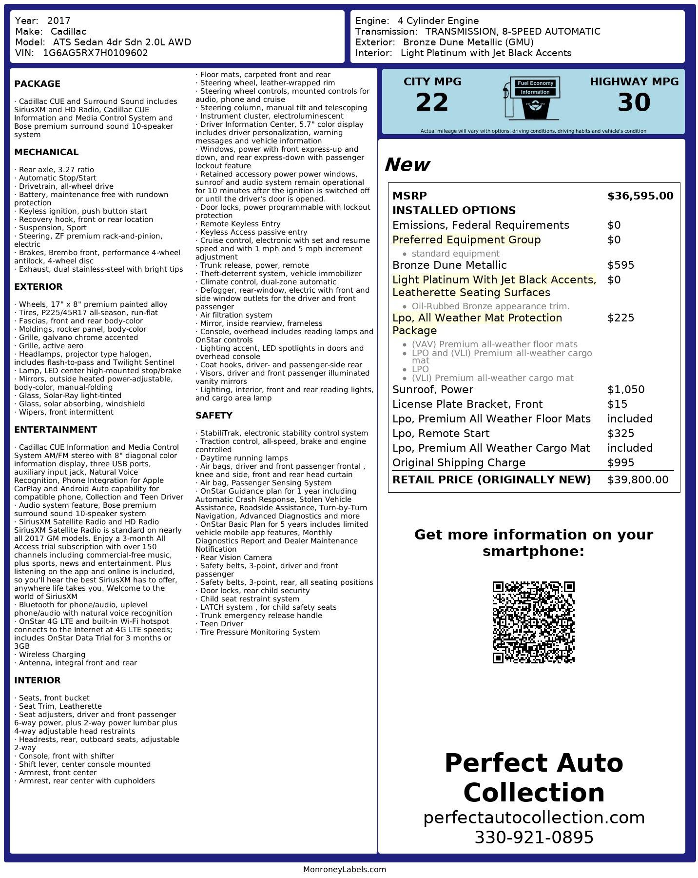 Used 2017 Cadillac ATS 2.0T for sale $19,993 at Perfect Auto Collection in Akron OH 44310 4