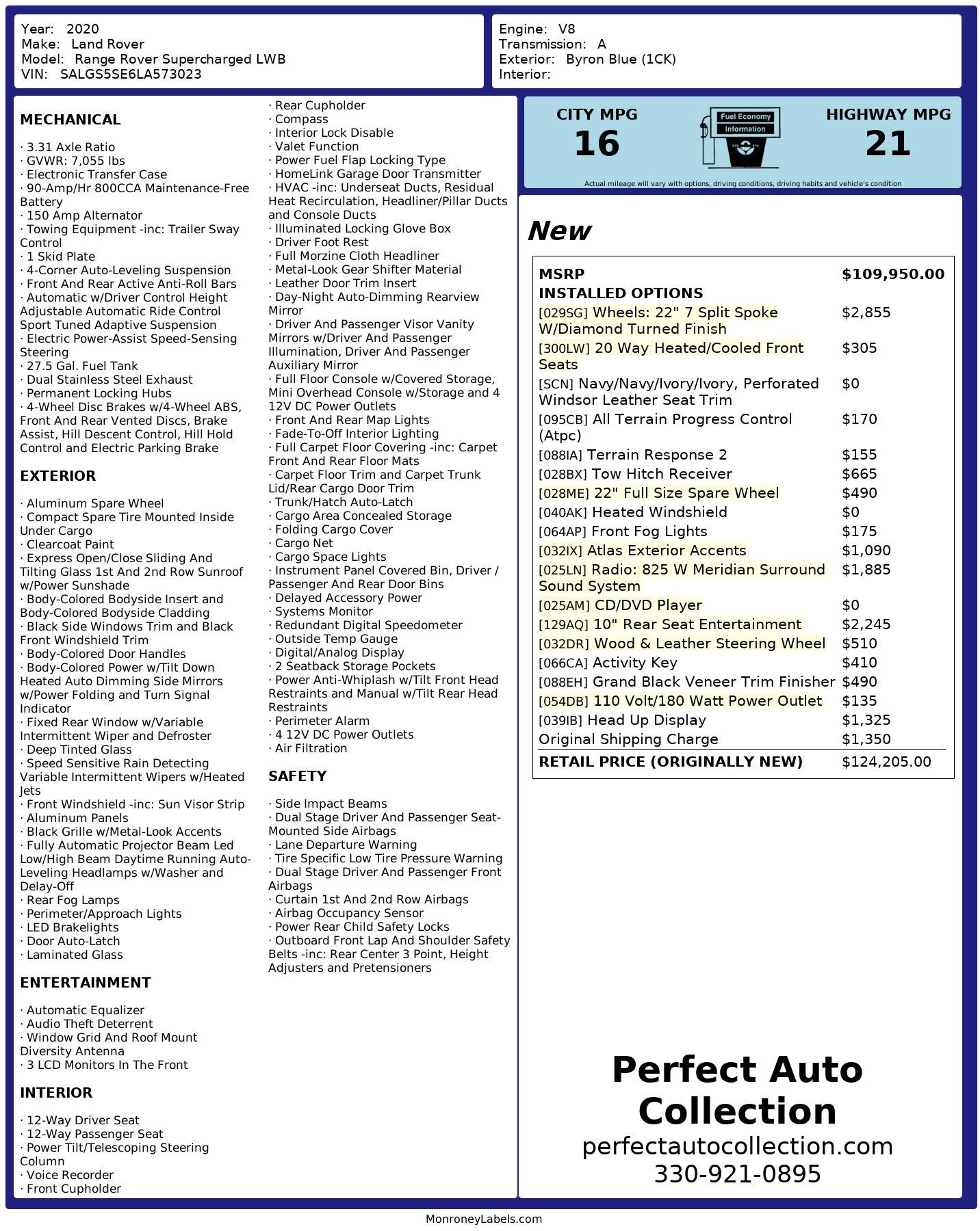 Used 2020 Land Rover Range Rover Supercharged LWB for sale Sold at Perfect Auto Collection in Akron OH 44310 4