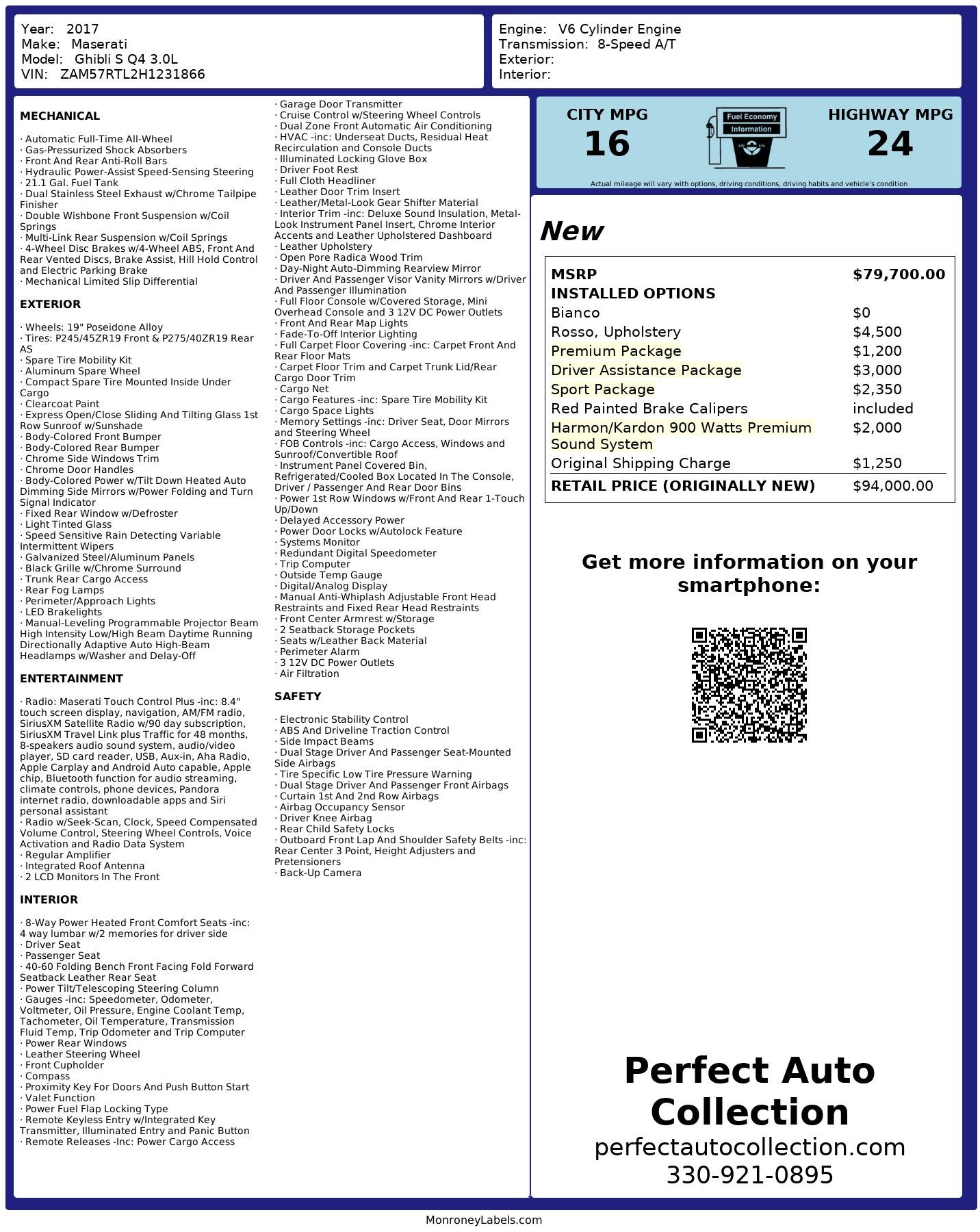 Used 2017 Maserati Ghibli S Q4 for sale $40,495 at Perfect Auto Collection in Akron OH 44310 4