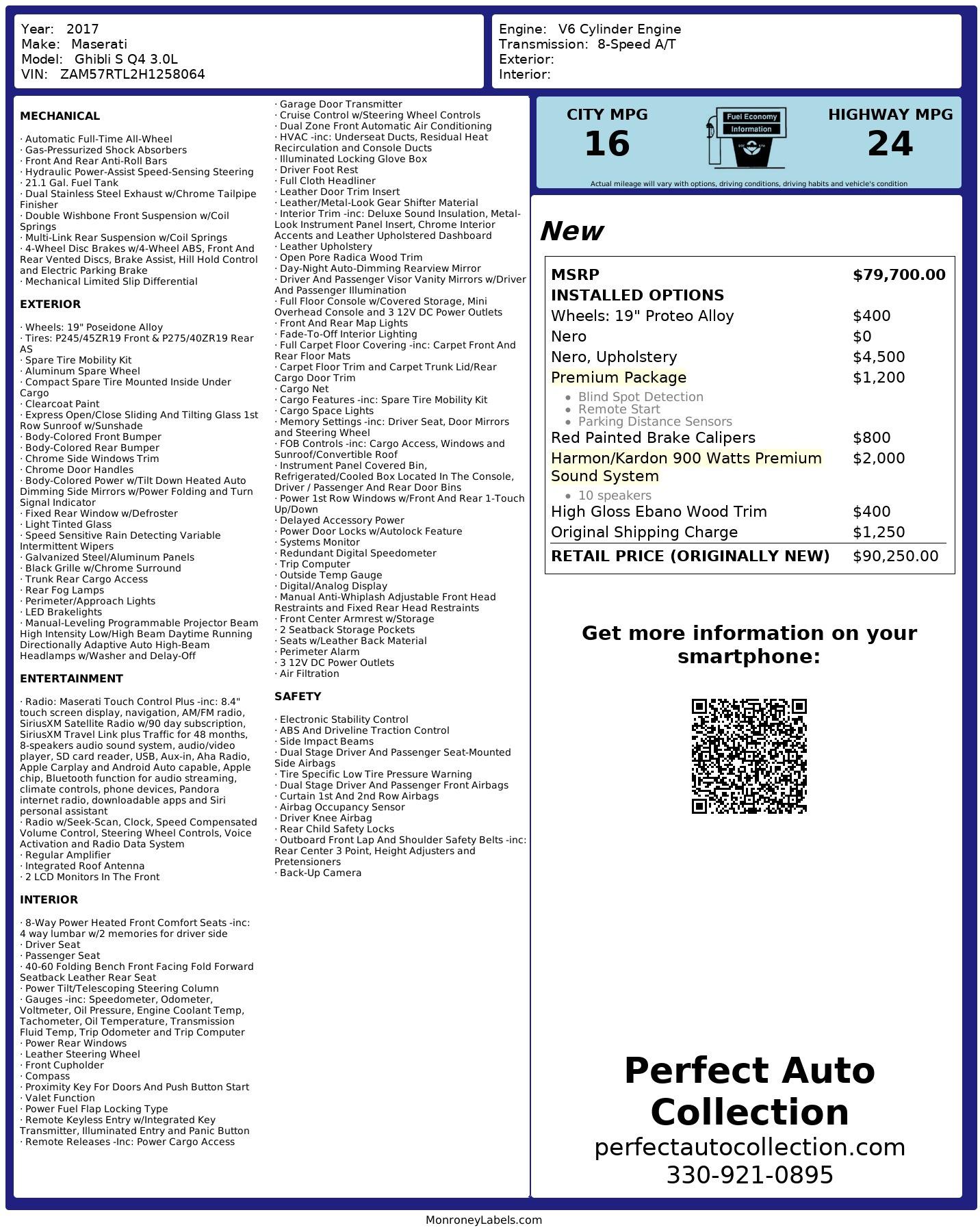 Used 2017 Maserati Ghibli S Q4 for sale $38,495 at Perfect Auto Collection in Akron OH 44310 4