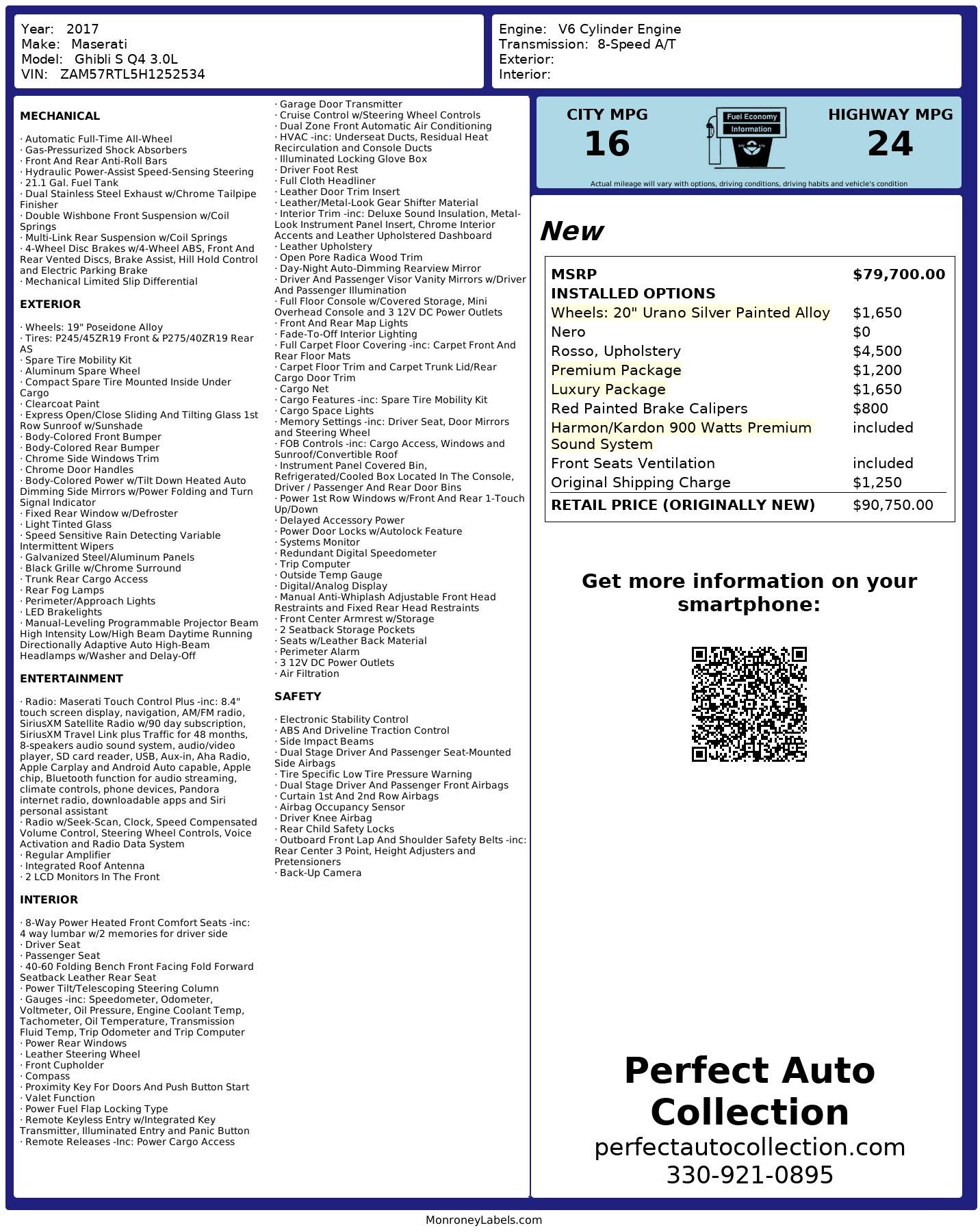 Used 2017 Maserati Ghibli S Q4 for sale $40,495 at Perfect Auto Collection in Akron OH 44310 4