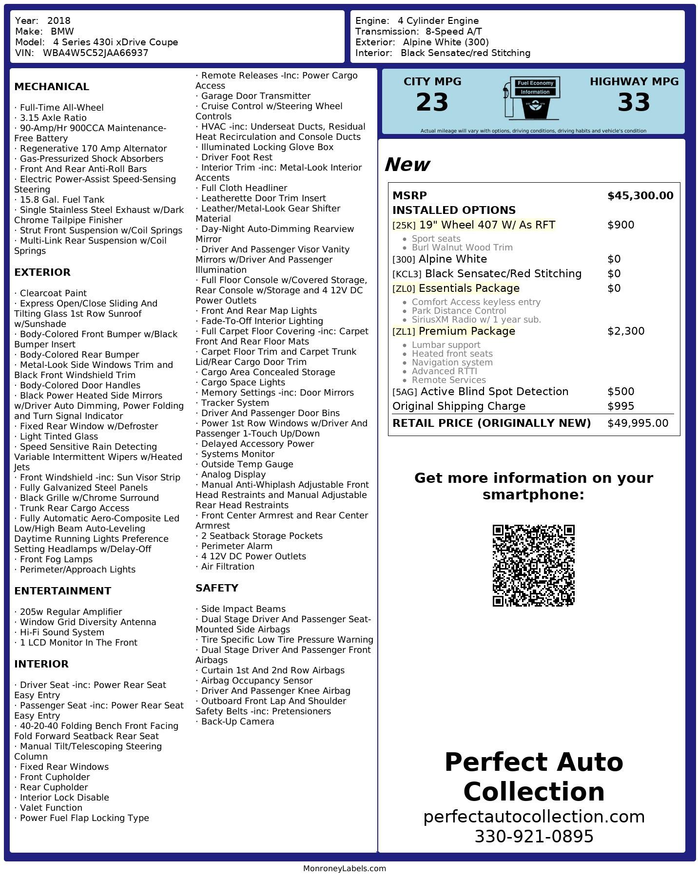 Used 2018 BMW 4 Series 430i xDrive for sale $28,495 at Perfect Auto Collection in Akron OH 44310 4