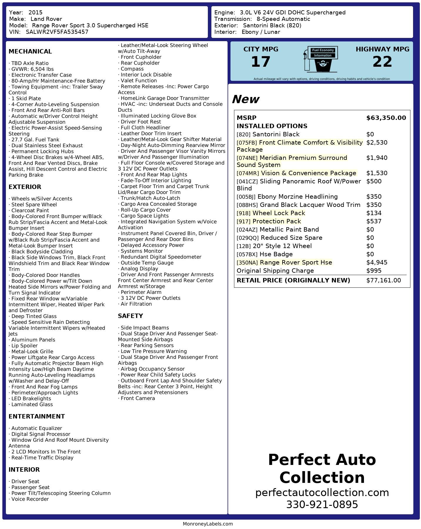 2015 Land Rover Range Rover Sport Sport Superchared for sale $41,495 at Perfect Auto Collection in Akron OH 44310 2