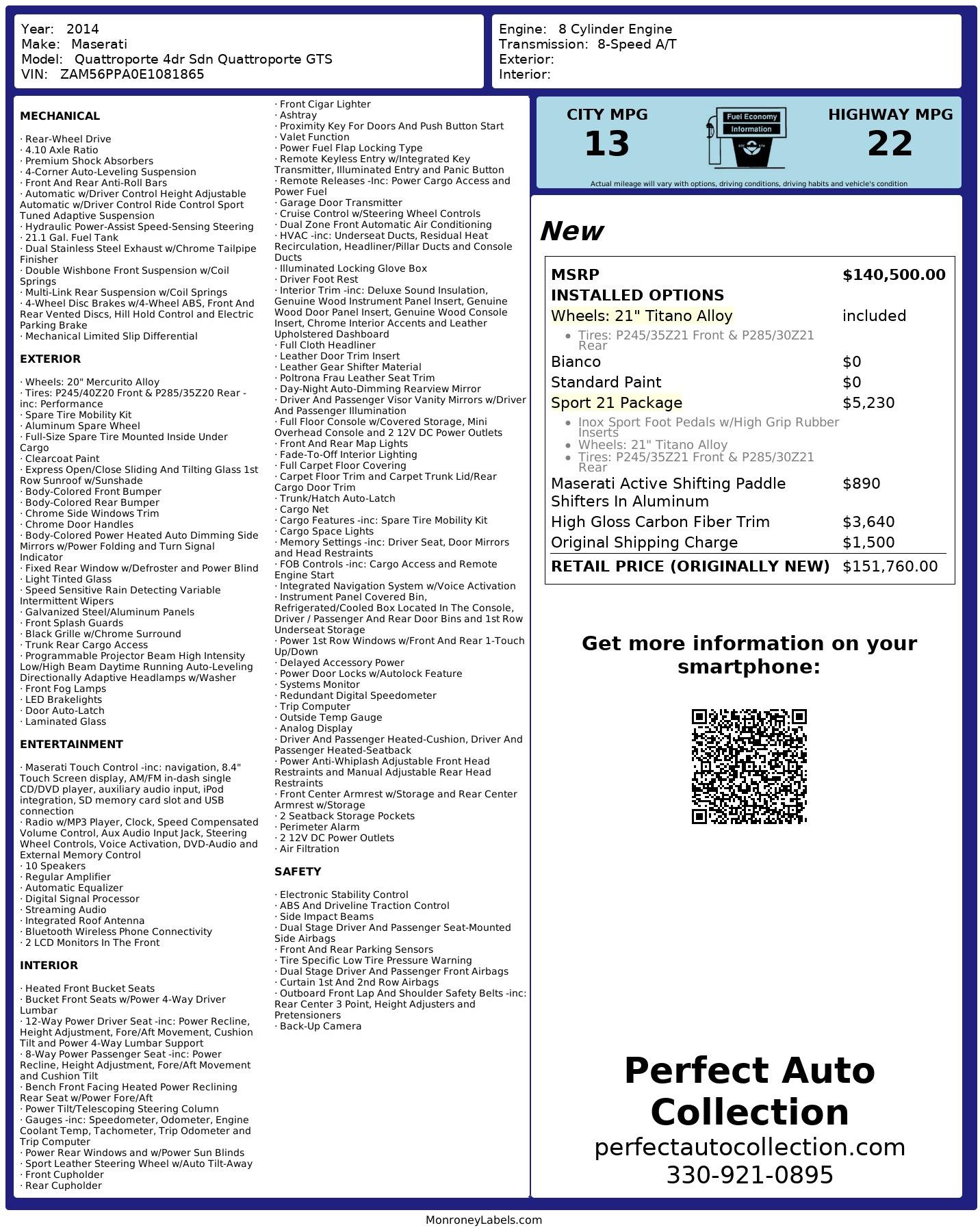 Used 2014 Maserati Quattroporte Sport GT S for sale Sold at Perfect Auto Collection in Akron OH 44310 4