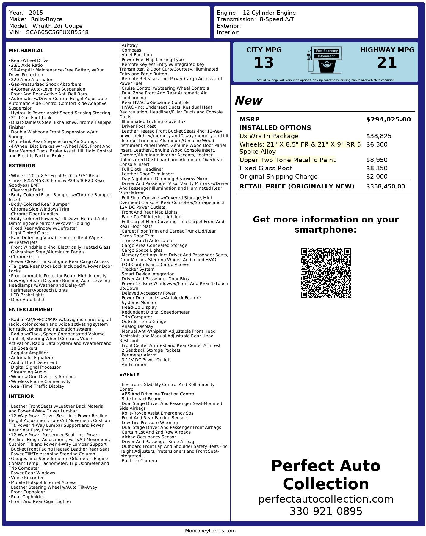 Used 2015 Rolls-Royce Wraith for sale $171,995 at Perfect Auto Collection in Akron OH 44310 2