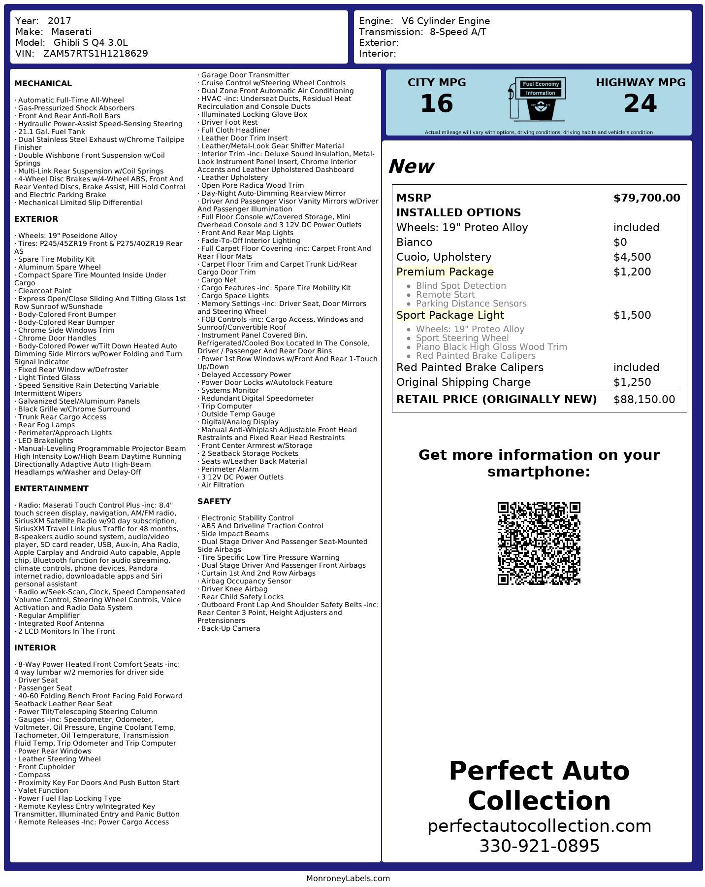 Used 2017 Maserati Ghibli S Q4 for sale $41,493 at Perfect Auto Collection in Akron OH 44310 4