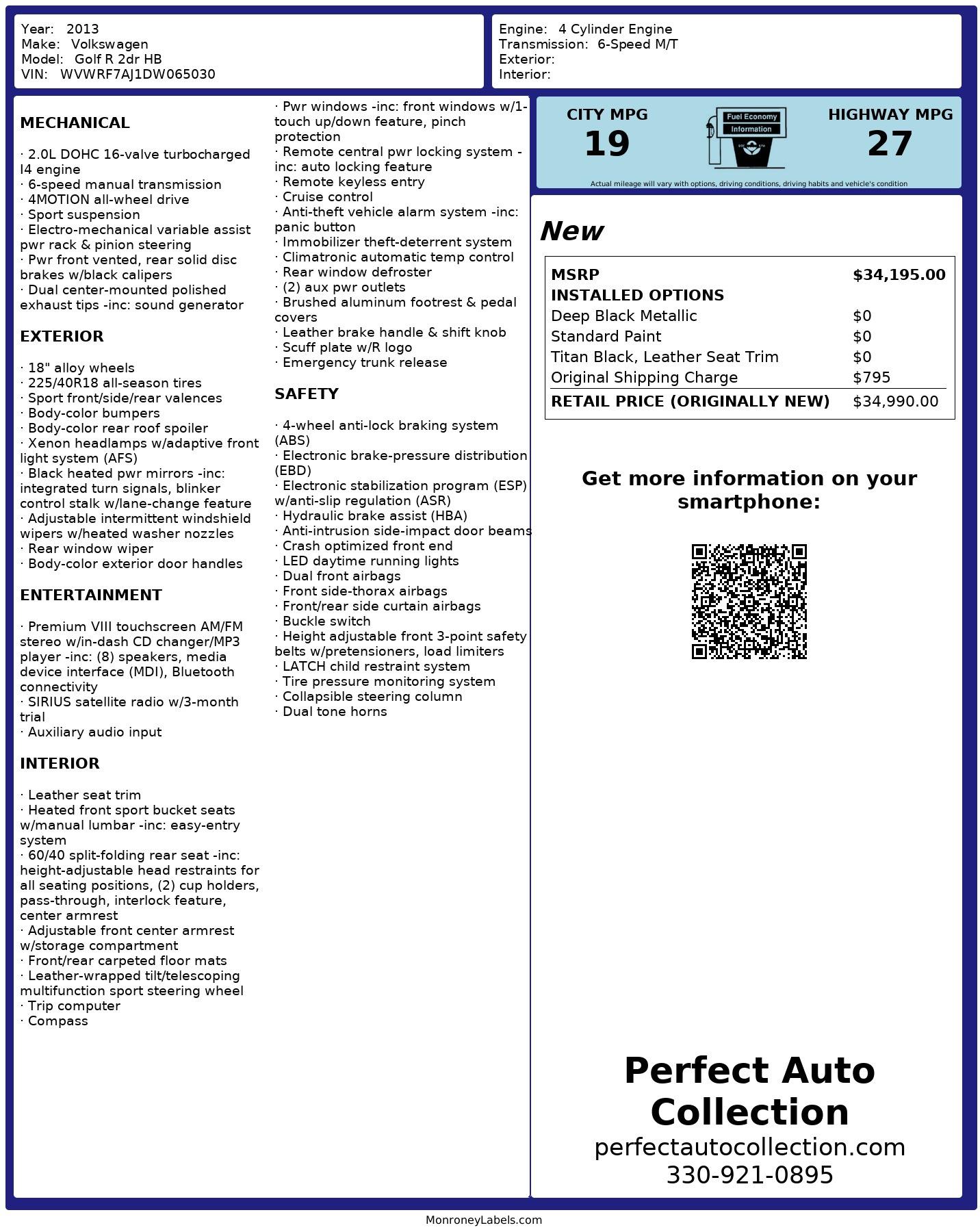 Used 2013 Volkswagen Golf R Base for sale $22,495 at Perfect Auto Collection in Akron OH 44310 4