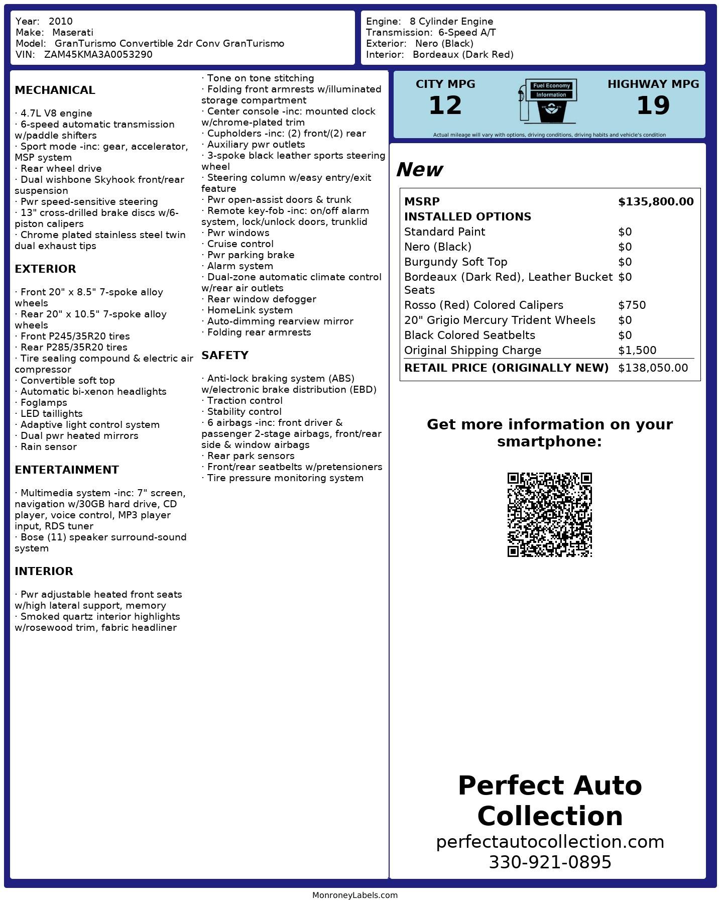 Used 2010 Maserati GranTurismo for sale $38,495 at Perfect Auto Collection in Akron OH 44310 4