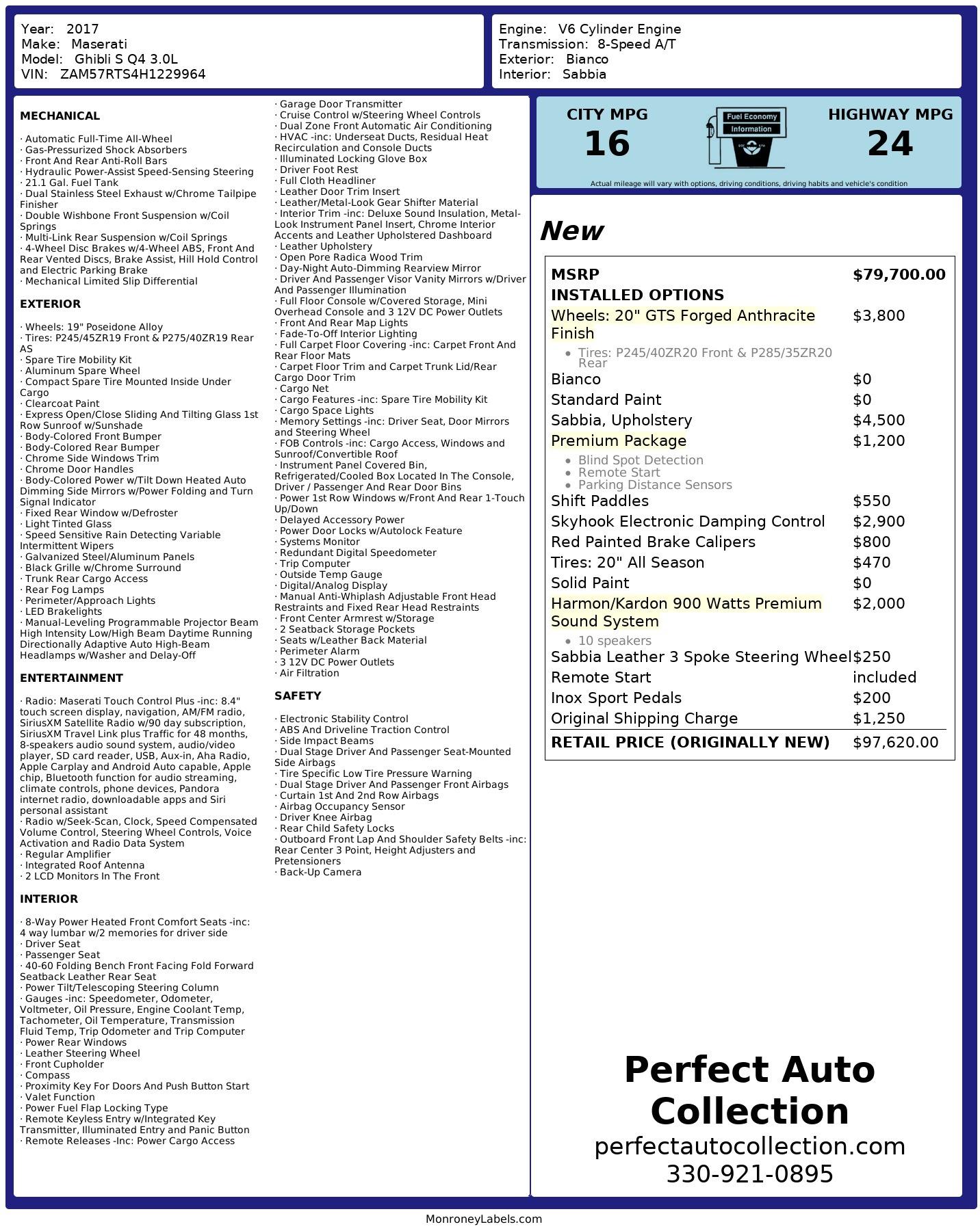 Used 2017 Maserati Ghibli S Q4 for sale $39,995 at Perfect Auto Collection in Akron OH 44310 4
