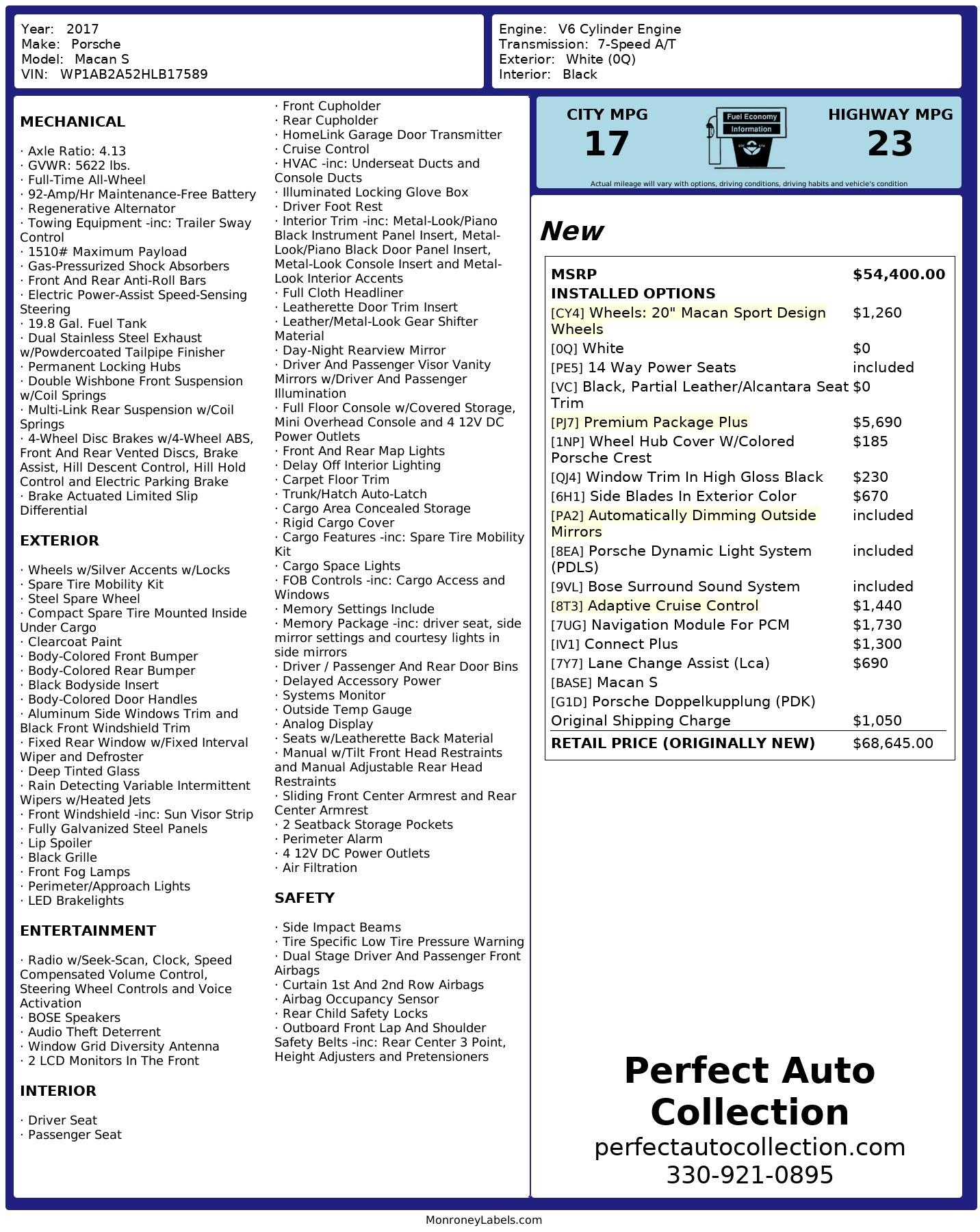 Used 2017 Porsche Macan S for sale $48,495 at Perfect Auto Collection in Akron OH 44310 4