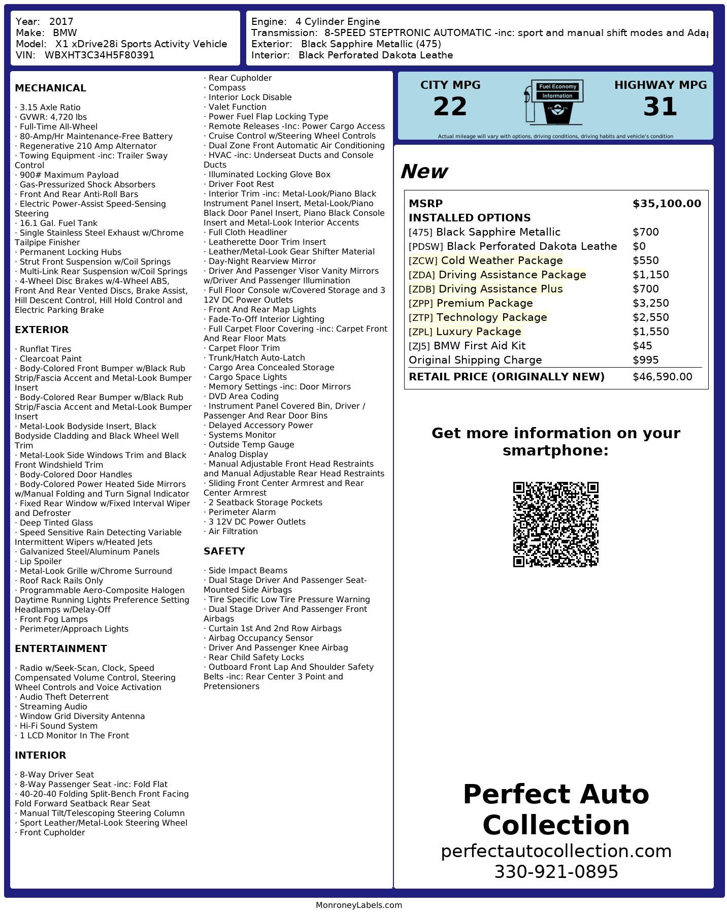 Used 2017 BMW X1 xDrive28i for sale $26,895 at Perfect Auto Collection in Akron OH 44310 4