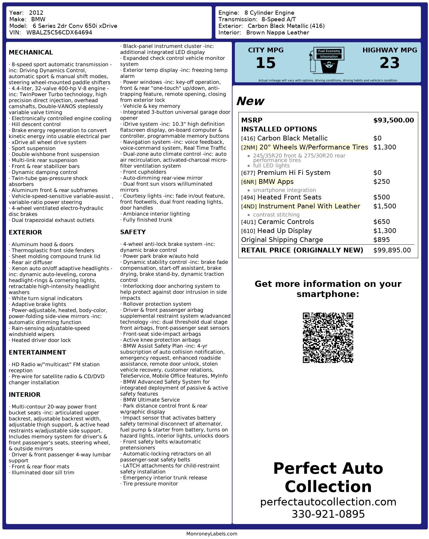 Used 2012 BMW 6 Series 650i xDrive for sale $29,895 at Perfect Auto Collection in Akron OH 44310 2