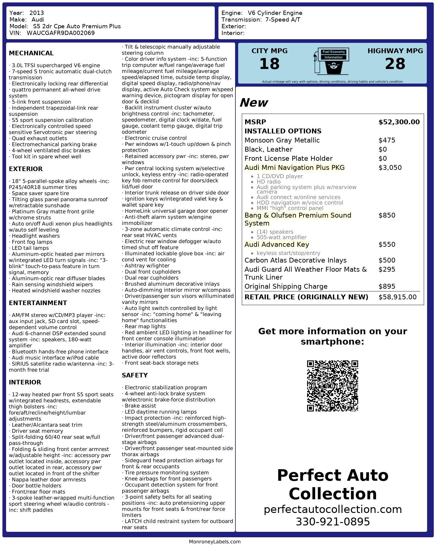 Used 2013 Audi S5 3.0T quattro Premium Plus for sale $18,995 at Perfect Auto Collection in Akron OH 44310 2