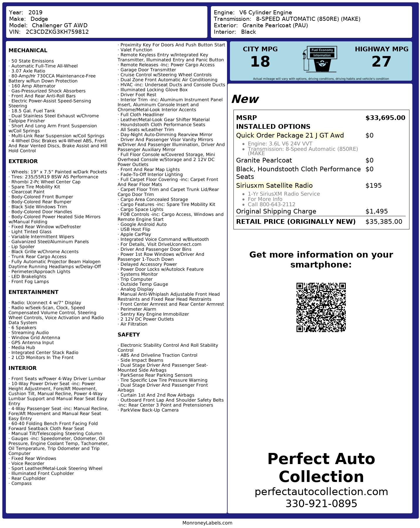Used 2019 Dodge Challenger GT for sale $29,895 at Perfect Auto Collection in Akron OH 44310 4