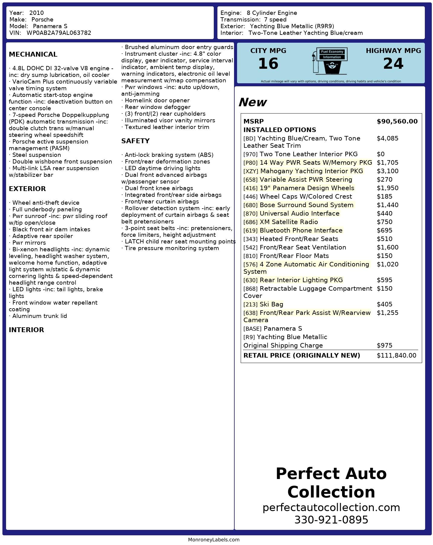 Used 2010 Porsche Panamera S for sale $30,995 at Perfect Auto Collection in Akron OH 44310 2
