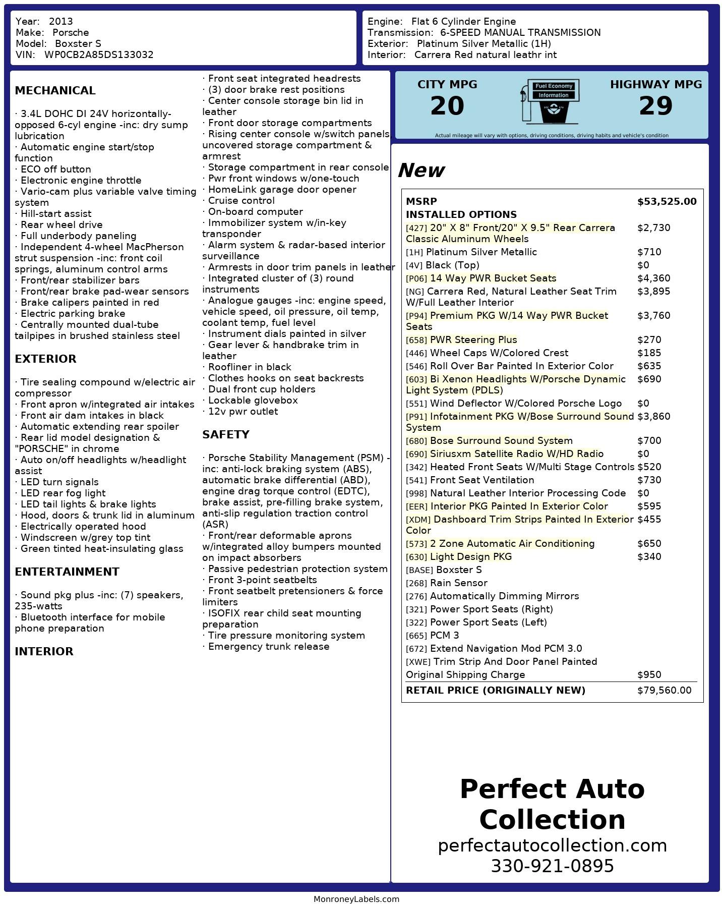 Used 2013 Porsche Boxster S for sale $46,995 at Perfect Auto Collection in Akron OH 44310 2