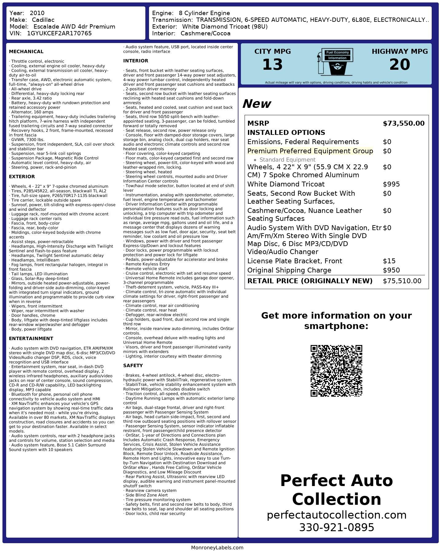 Used 2010 Cadillac Escalade Premium for sale $15,895 at Perfect Auto Collection in Akron OH 44310 2