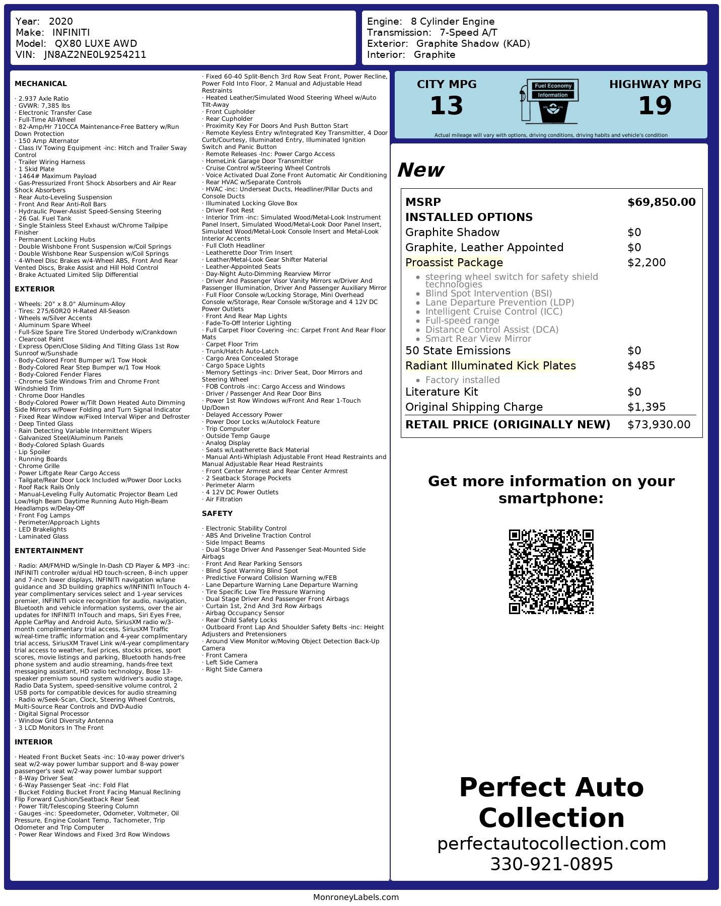 Used 2020 INFINITI QX80 Luxe for sale $59,895 at Perfect Auto Collection in Akron OH 44310 4