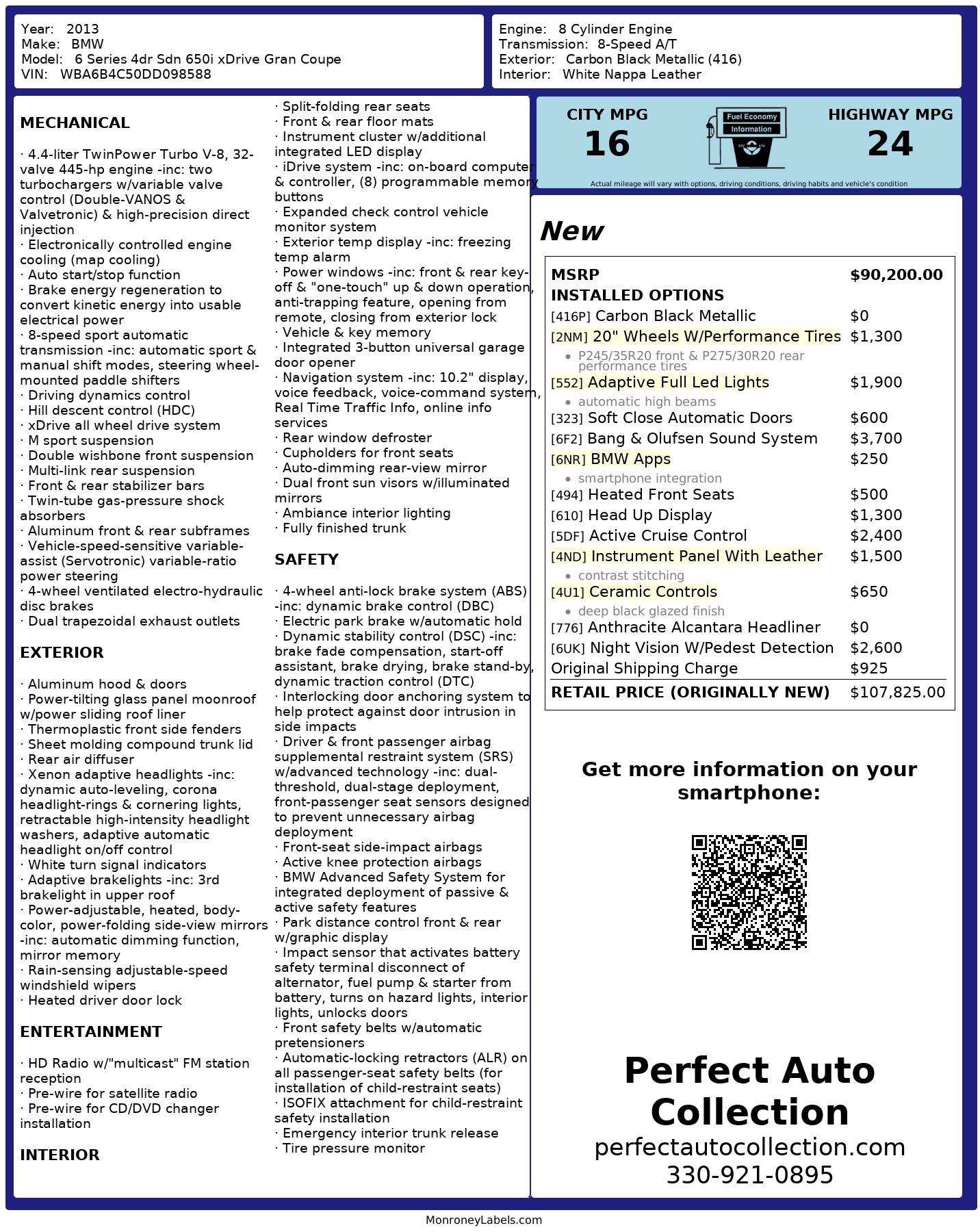 Used 2013 BMW 6 Series 650i xDrive Gran Coupe for sale $30,495 at Perfect Auto Collection in Akron OH 44310 4