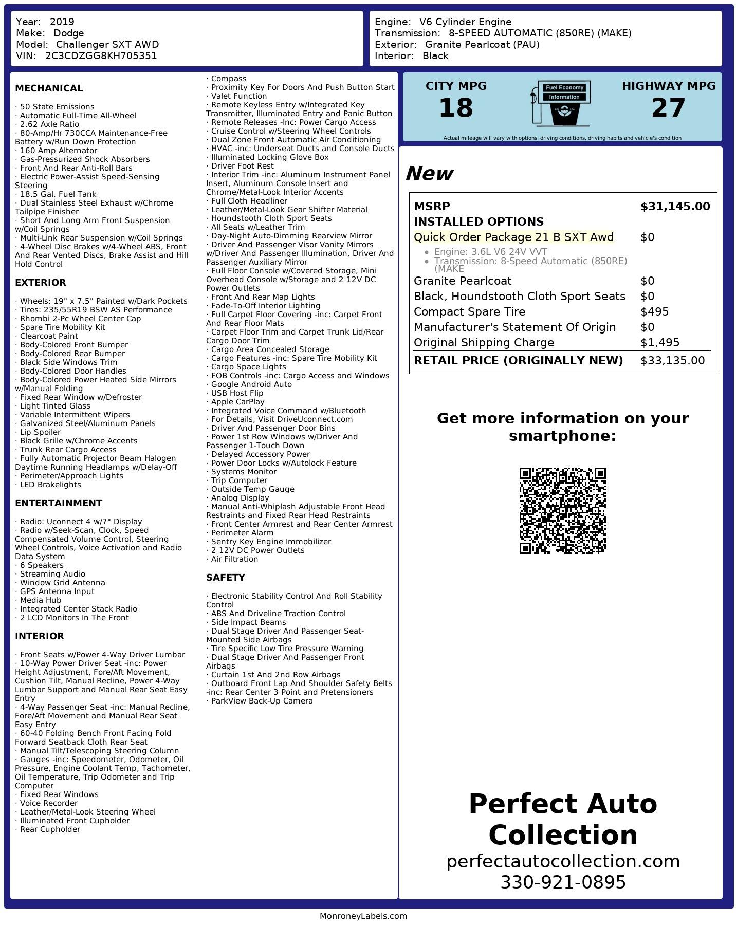 Used 2019 Dodge Challenger SXT for sale $23,895 at Perfect Auto Collection in Akron OH 44310 2