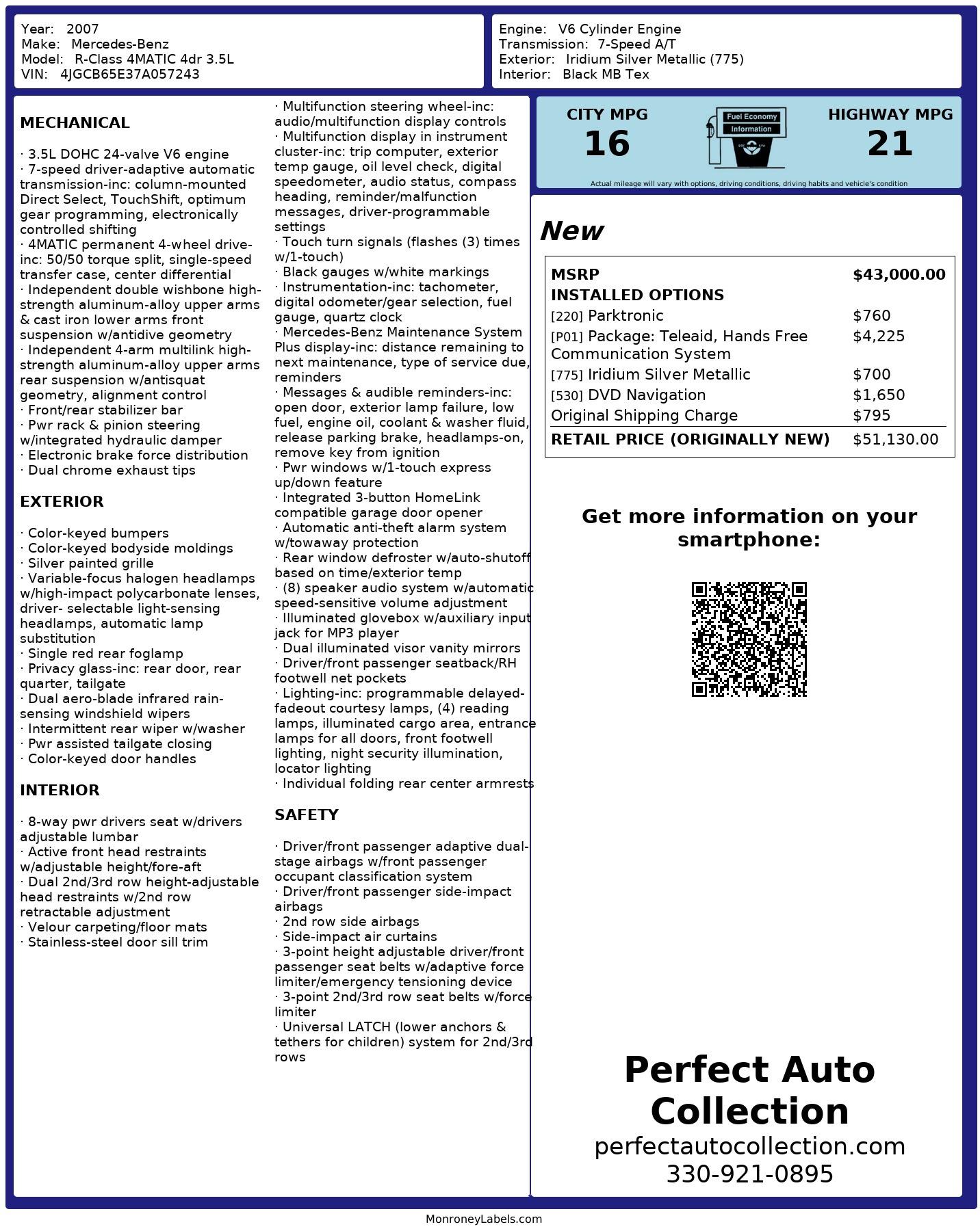 Used 2007 Mercedes-Benz R-Class R 350 for sale $7,895 at Perfect Auto Collection in Akron OH 44310 4