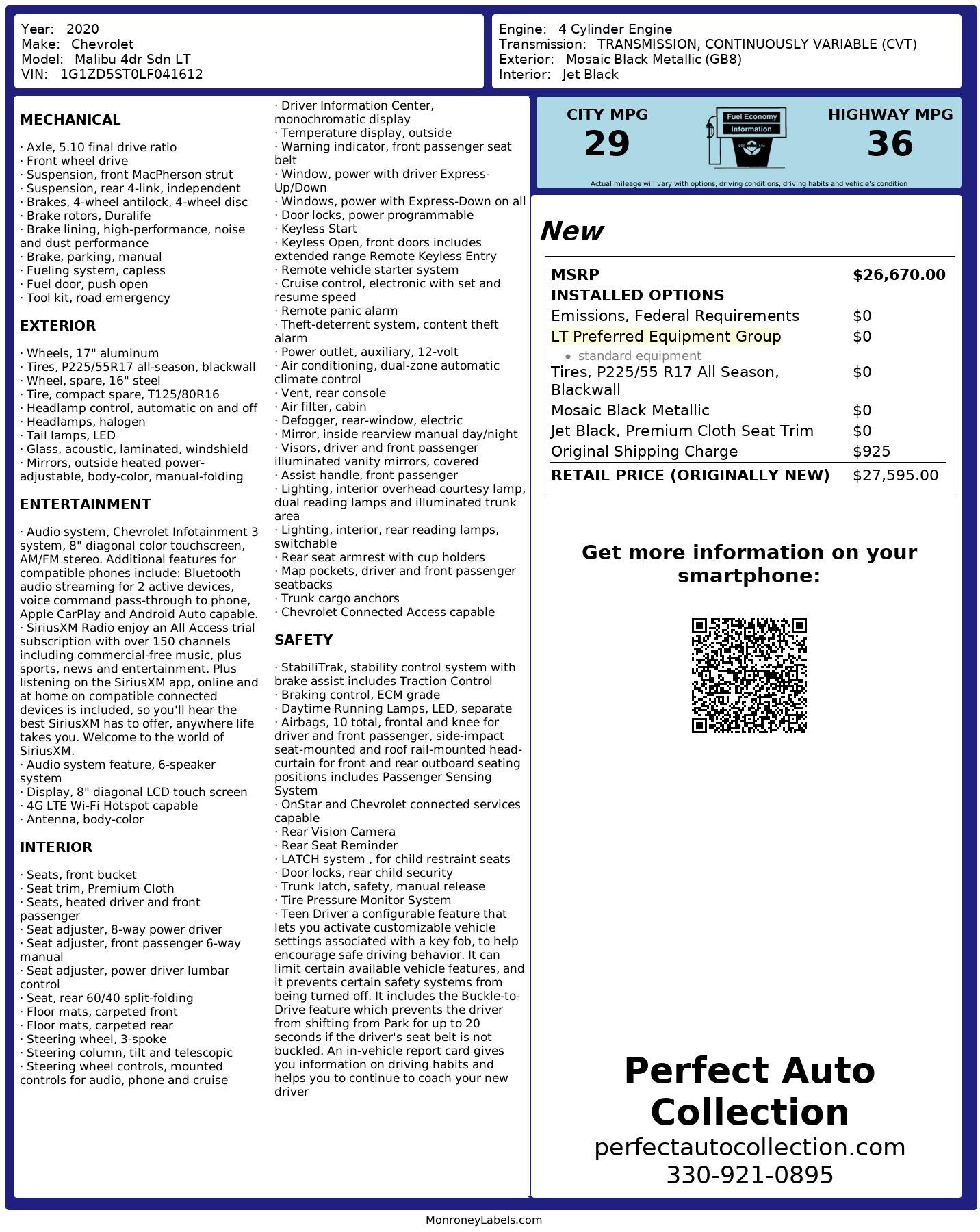 Used 2020 Chevrolet Malibu LT for sale $17,495 at Perfect Auto Collection in Akron OH 44310 4