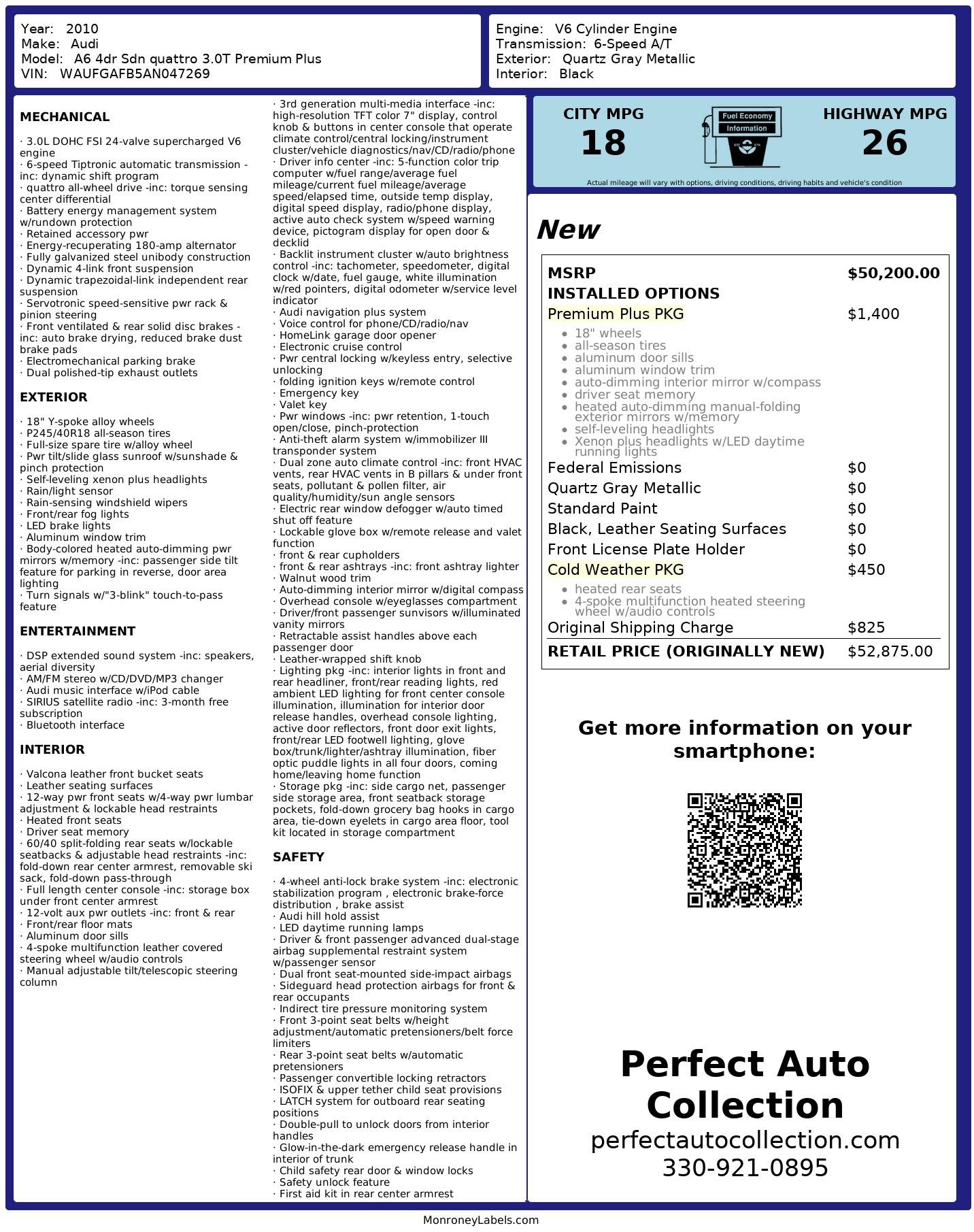 Used 2010 Audi A6 3.0T quattro Premium Plus for sale $9,895 at Perfect Auto Collection in Akron OH 44310 4