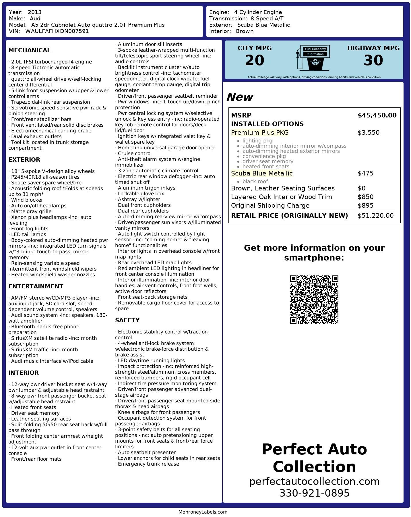 Used 2013 Audi A5 2.0T quattro Premium Plus for sale Sold at Perfect Auto Collection in Akron OH 44310 2