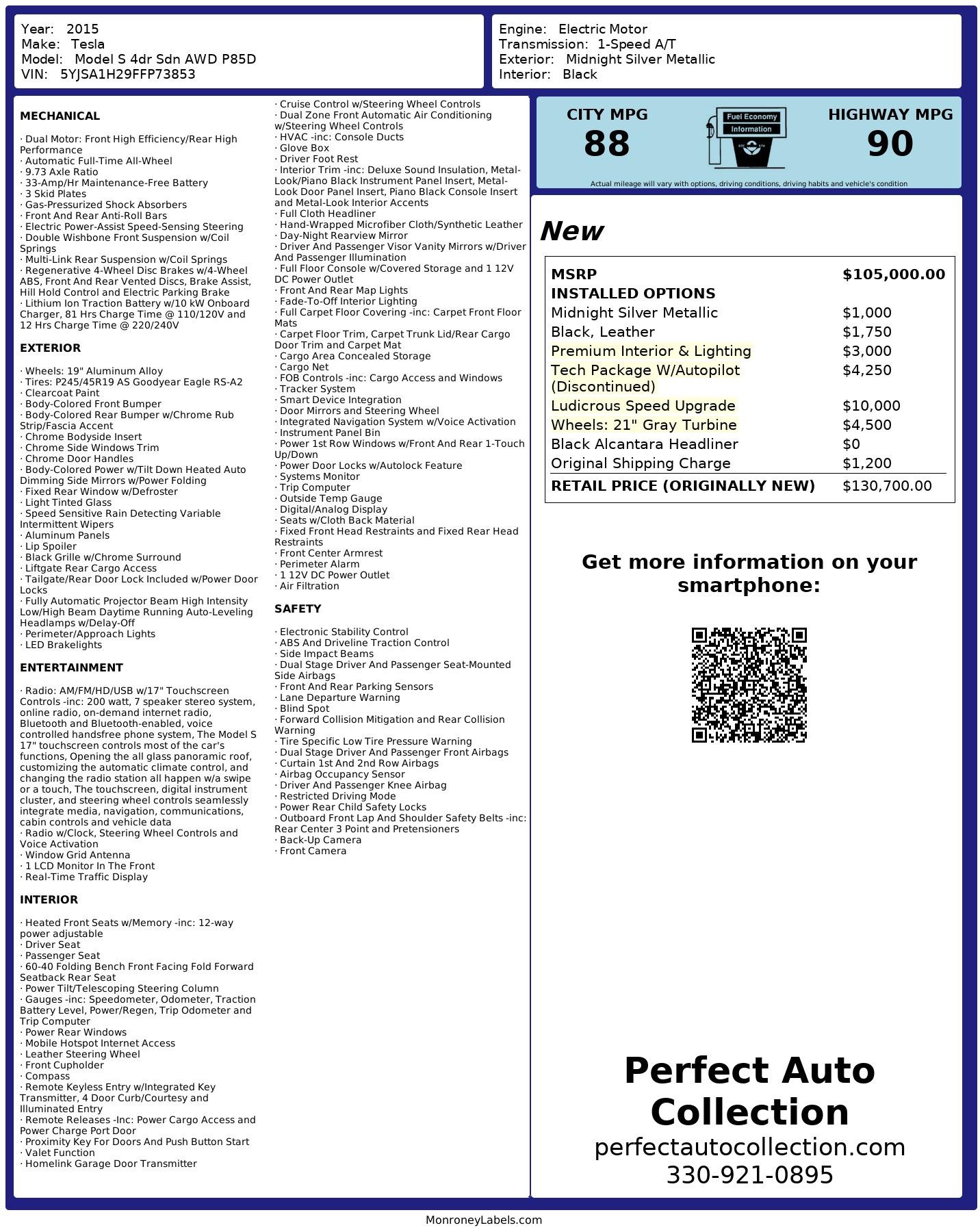 Used 2015 Tesla Model S P85D for sale $50,995 at Perfect Auto Collection in Akron OH 44310 2