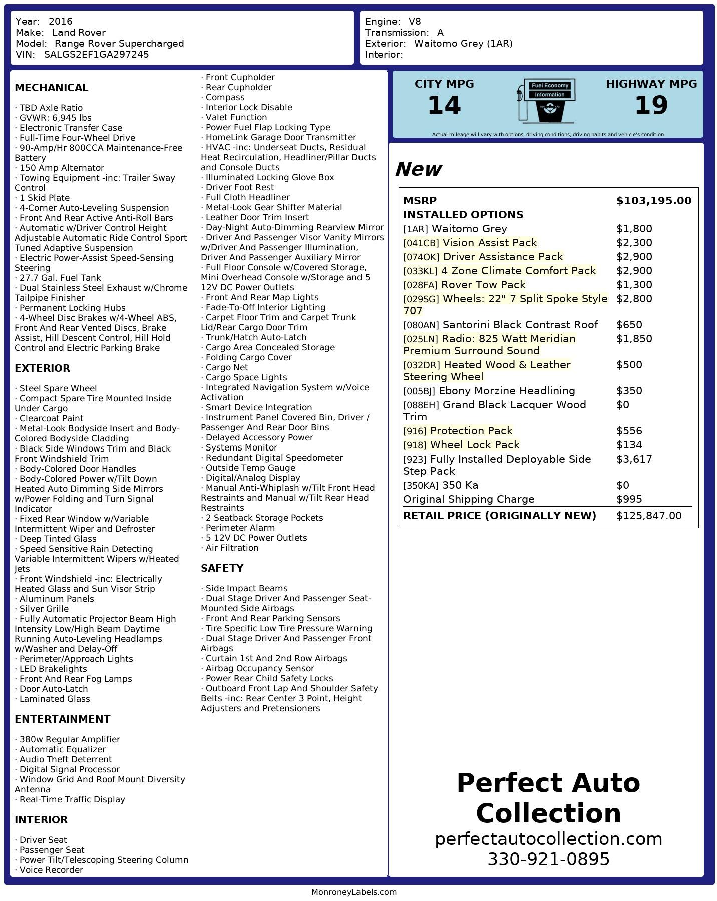 Used 2016 Land Rover Range Rover Supercharged for sale $59,495 at Perfect Auto Collection in Akron OH 44310 2
