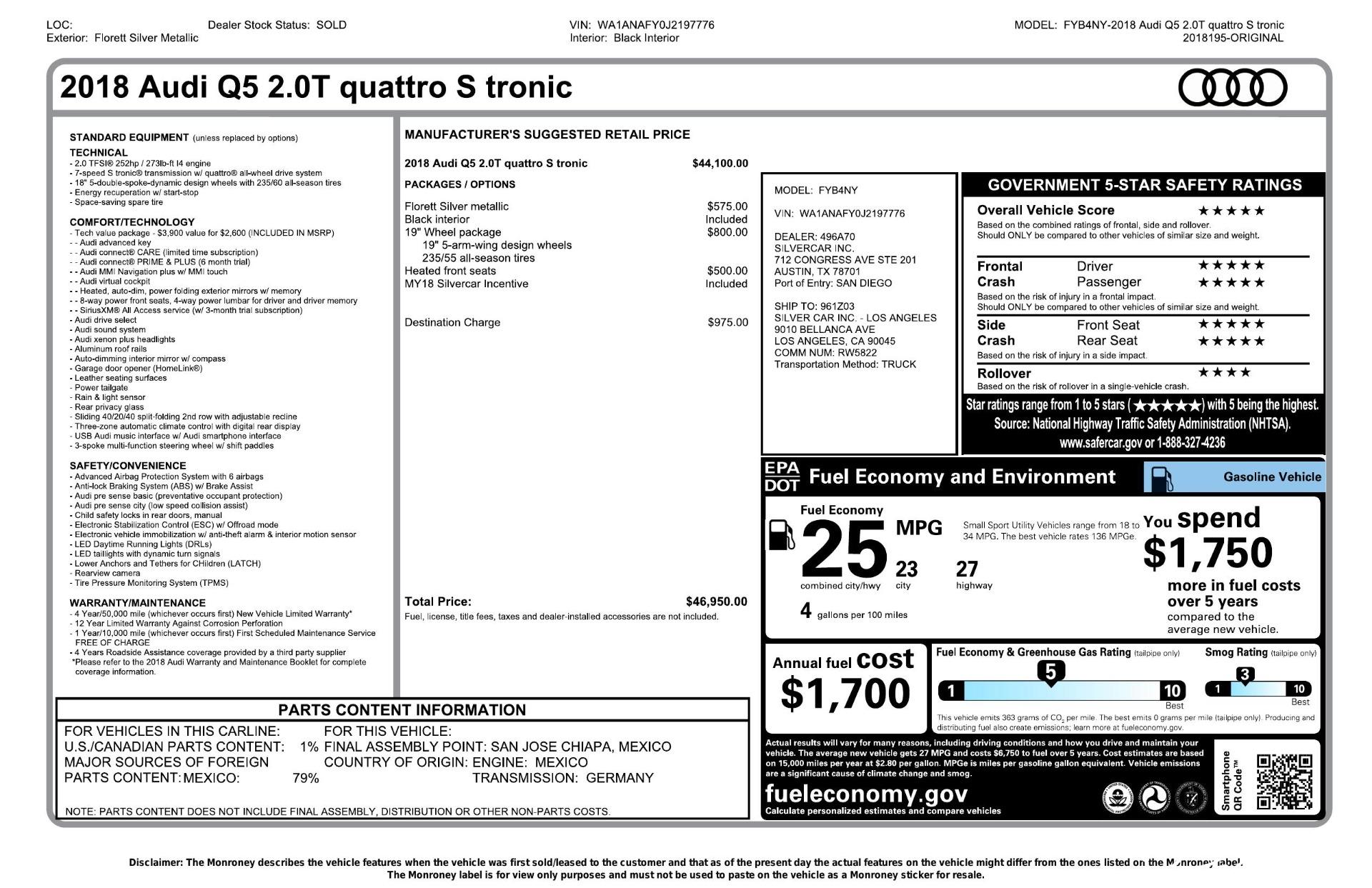 Used 2018 Audi Q5 2.0T quattro Premium for sale $30,895 at Perfect Auto Collection in Akron OH 44310 2