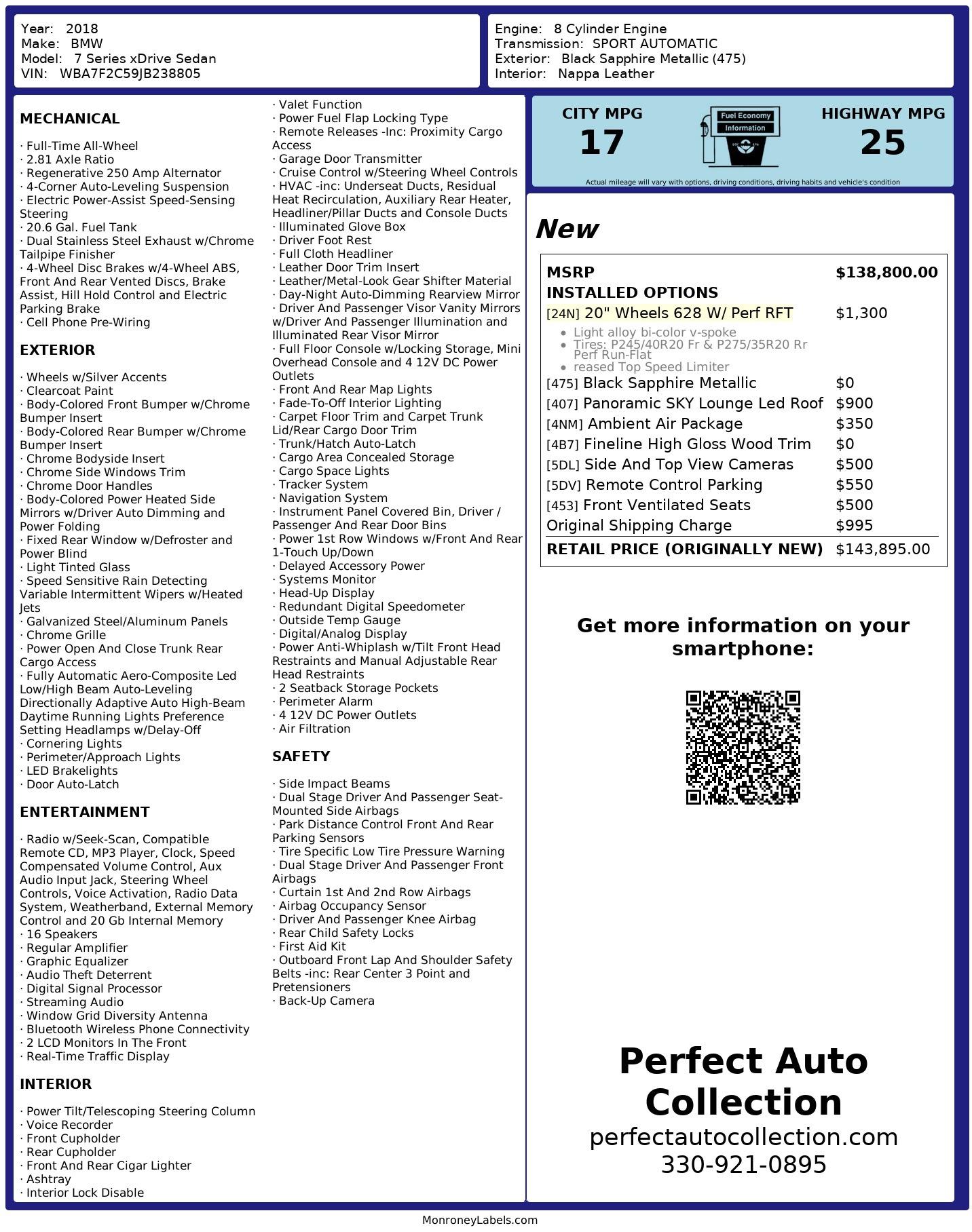 Used 2018 BMW 7 Series 750i xDrive for sale $61,495 at Perfect Auto Collection in Akron OH 44310 4