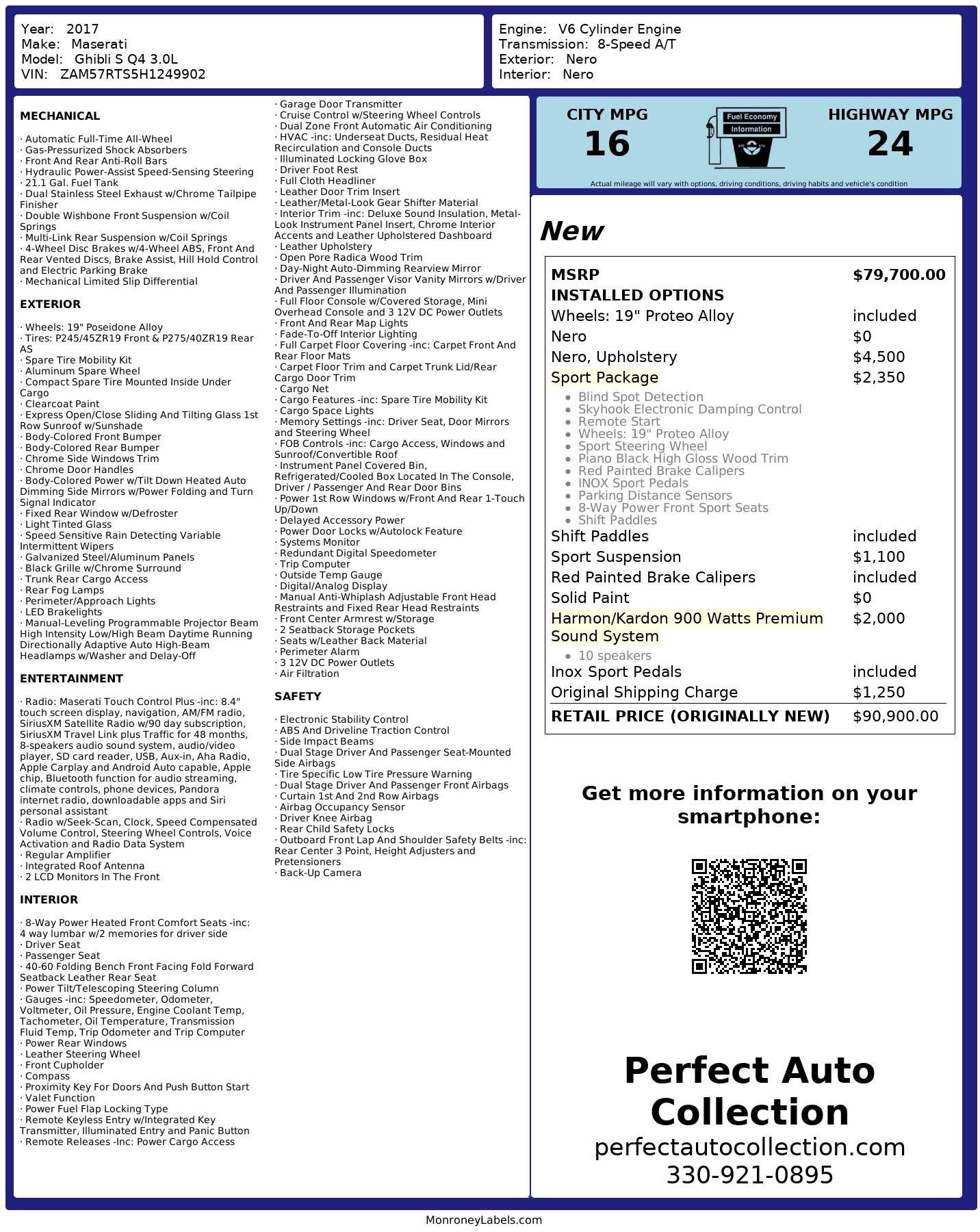 Used 2017 Maserati Ghibli S Q4 for sale $41,495 at Perfect Auto Collection in Akron OH 44310 2