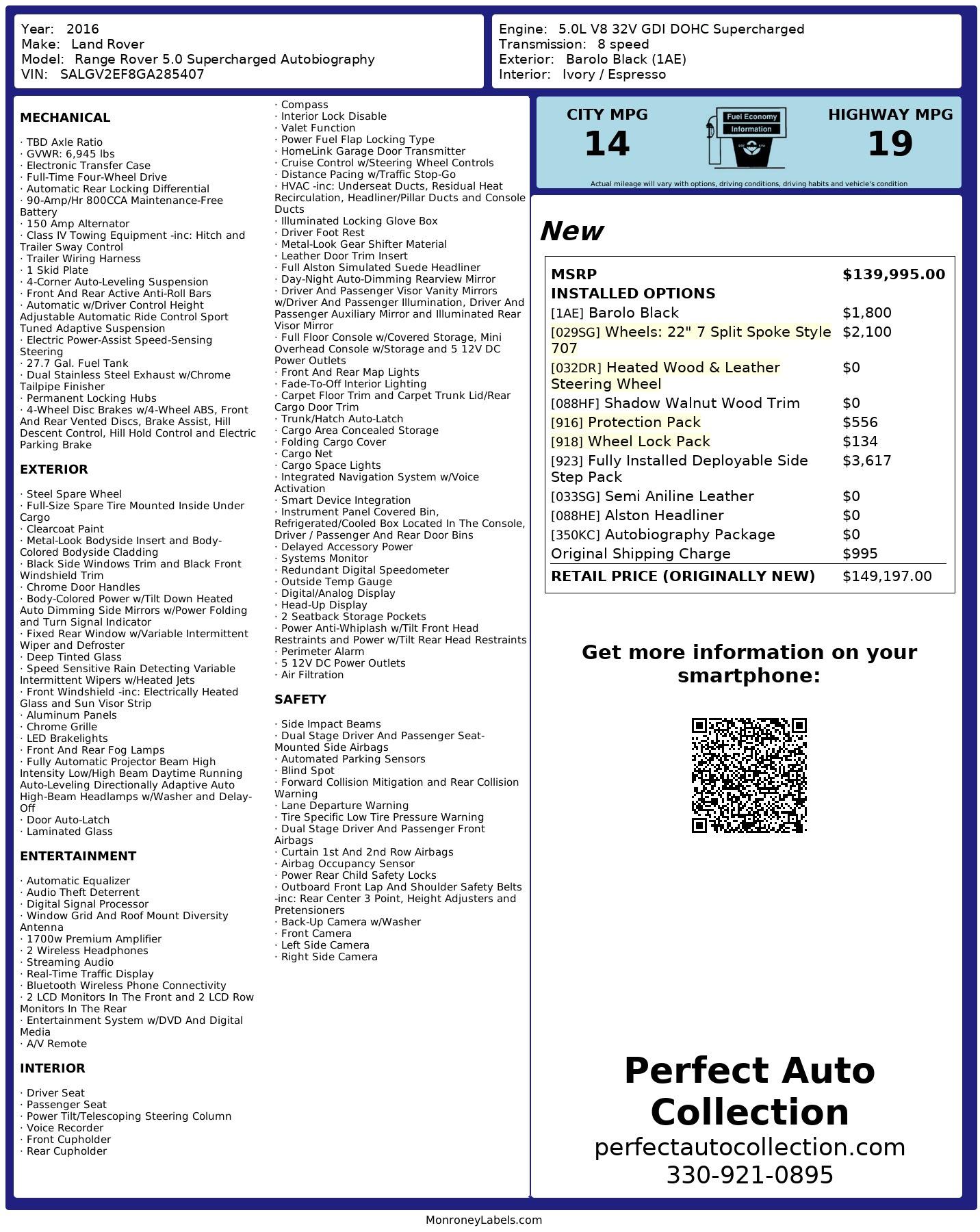 Used 2016 Land Rover Range Rover Autobiography for sale $68,995 at Perfect Auto Collection in Akron OH 44310 4