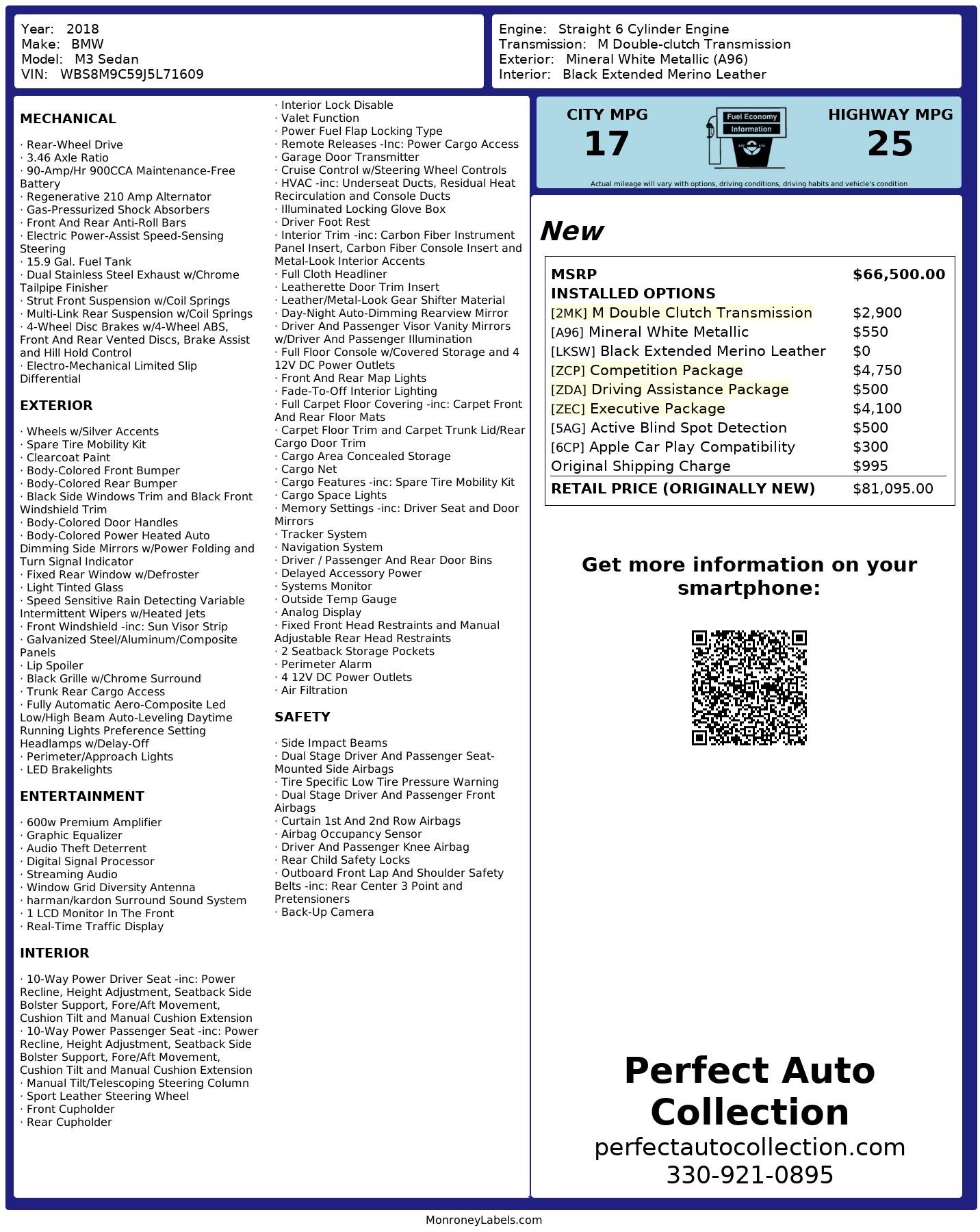 Used 2018 BMW M3 for sale $59,895 at Perfect Auto Collection in Akron OH 44310 4